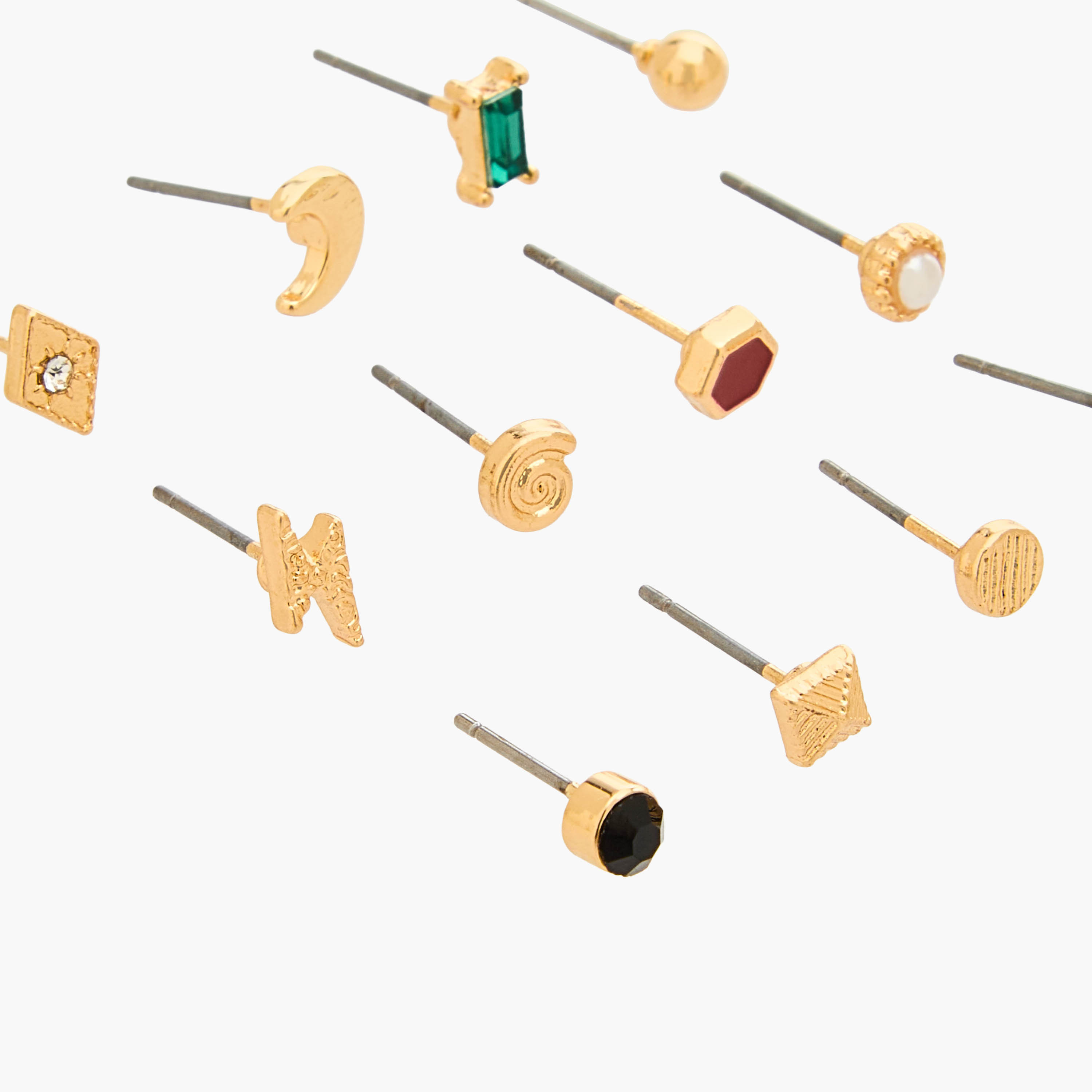 حلقان متنوعة بلون ذهبي ومكبس إغلاق من جلو - عبوة 12-women-watchesandjewellery-jewellery-earrings-image-3