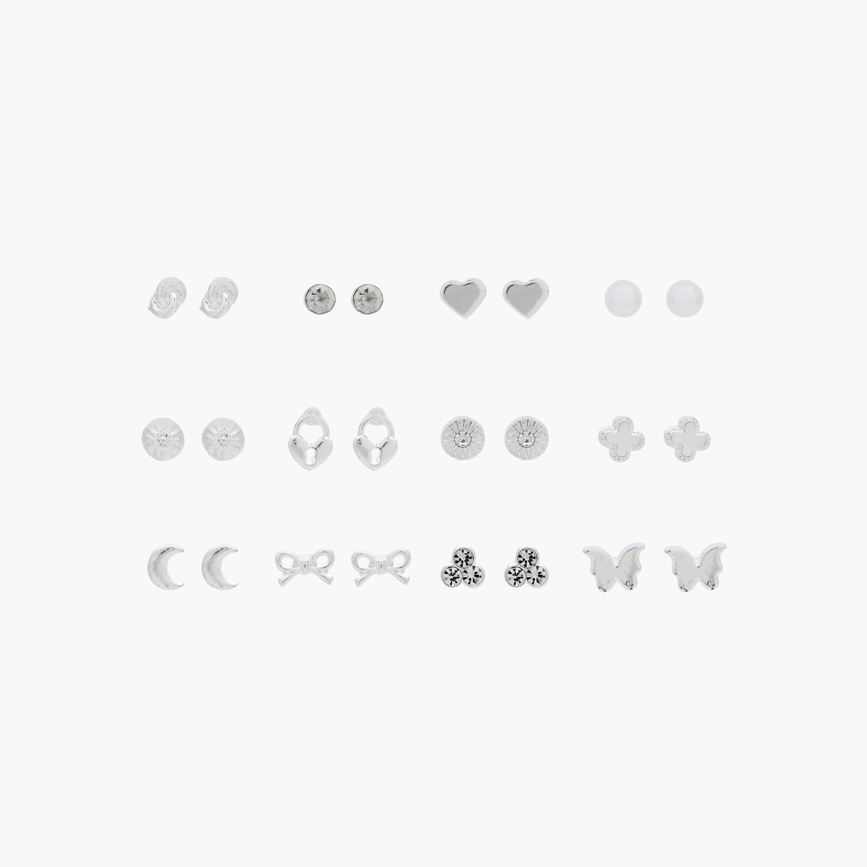 Gloo Pack of 12 Metallic Stud Earrings with Pushback Closure-women-watchesandjewellery-jewellery-earrings-image-1