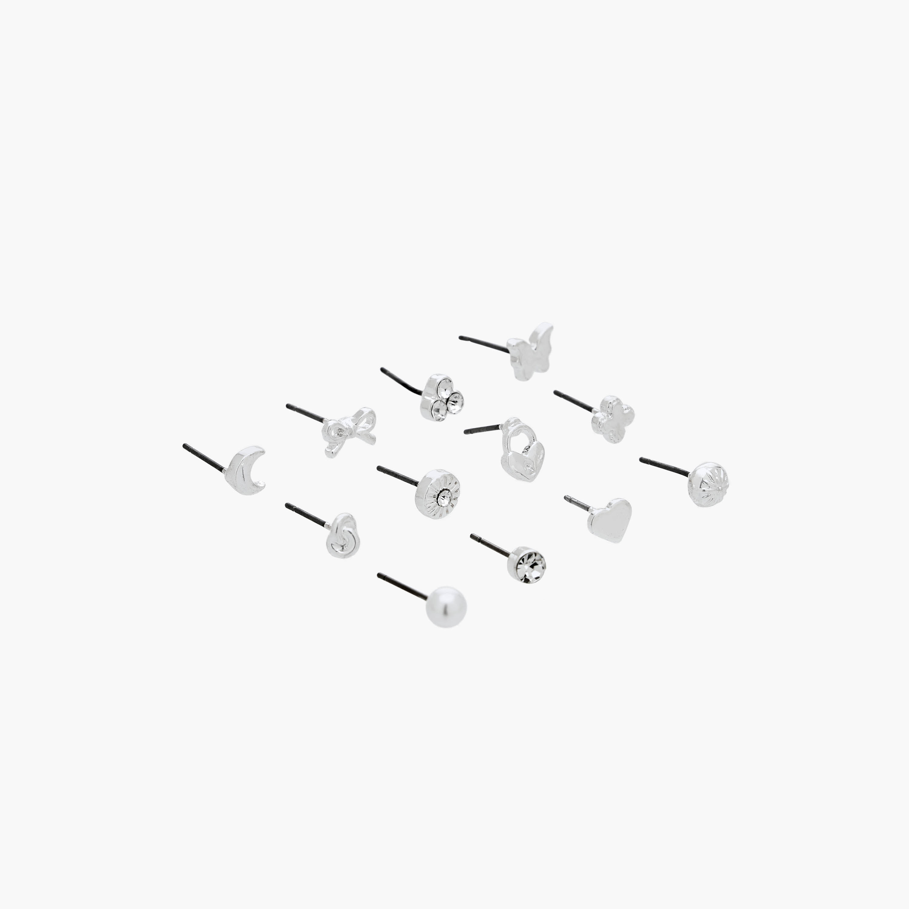 Gloo Pack of 12 Metallic Stud Earrings with Pushback Closure-women-watchesandjewellery-jewellery-earrings-image-2