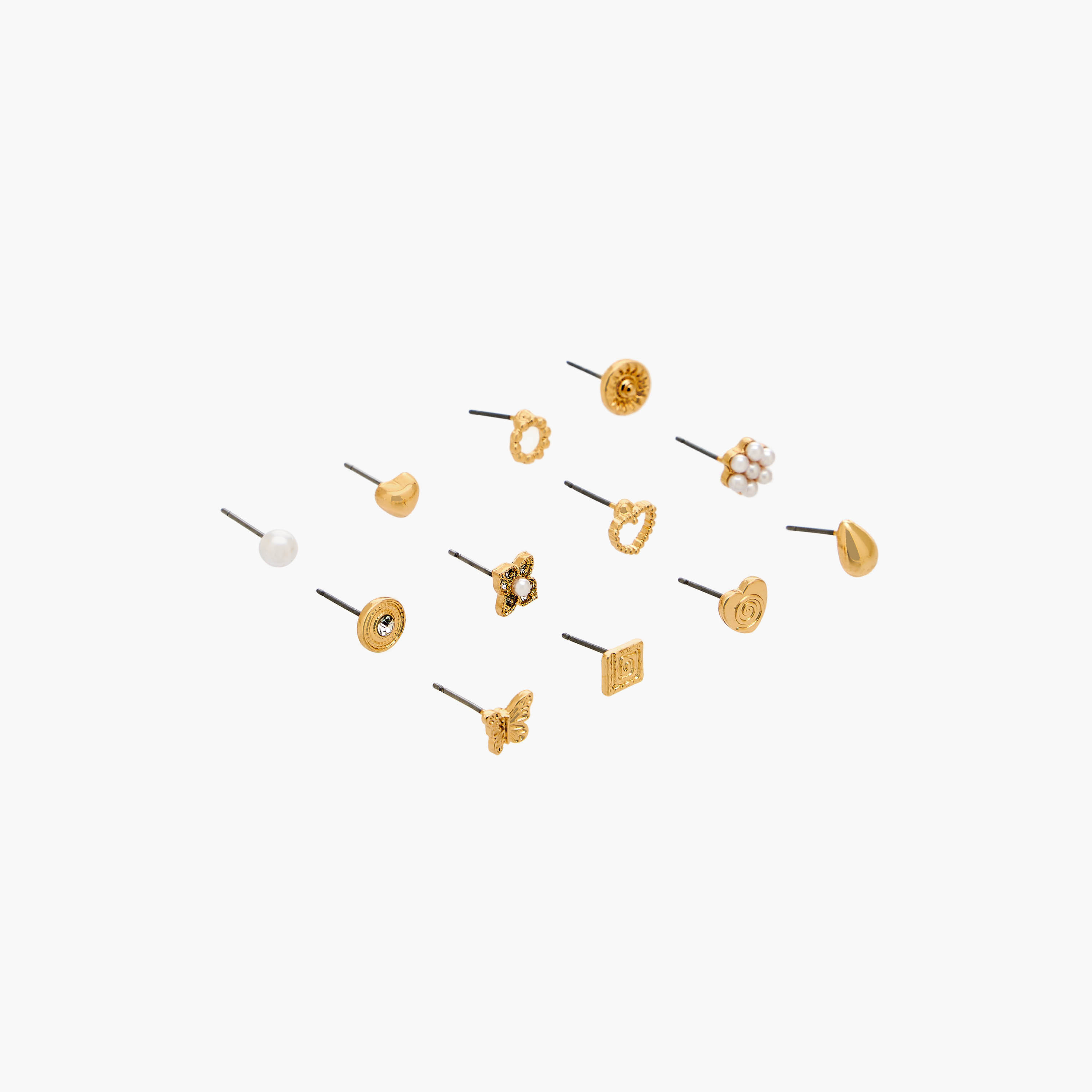 حلقان ستود معدنية بمكبس إغلاق من جلو - طقم 12 زوج-women-watchesandjewellery-jewellery-earrings-image-2