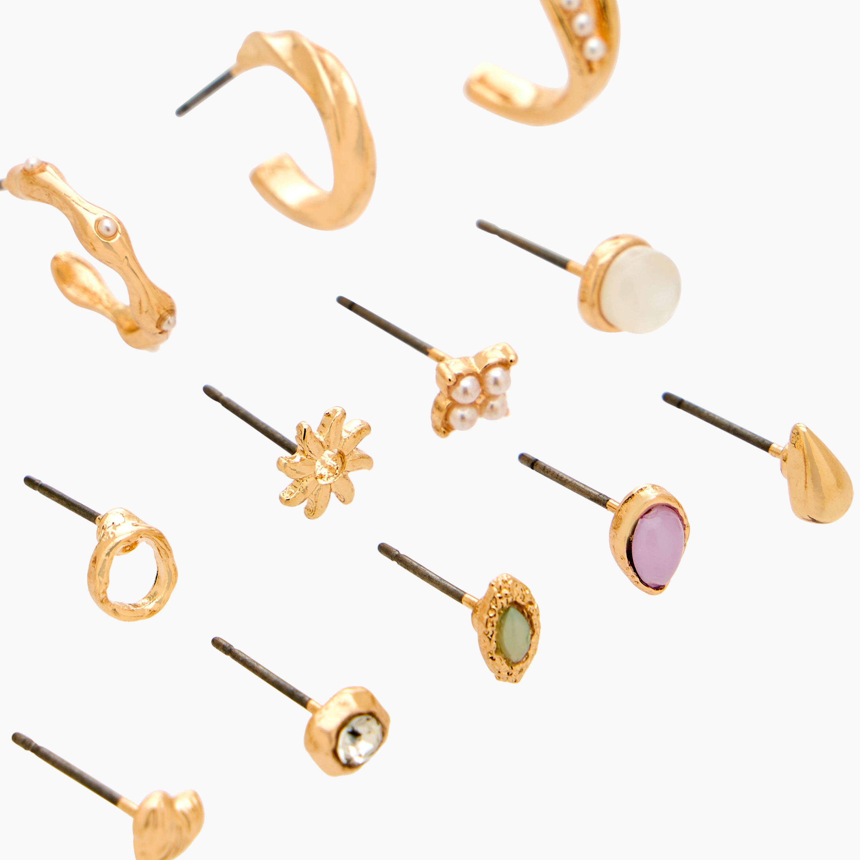 Gloo Pack of 15 Metallic Earrings with Pushback Closure-women-watchesandjewellery-jewellery-earrings-image-3