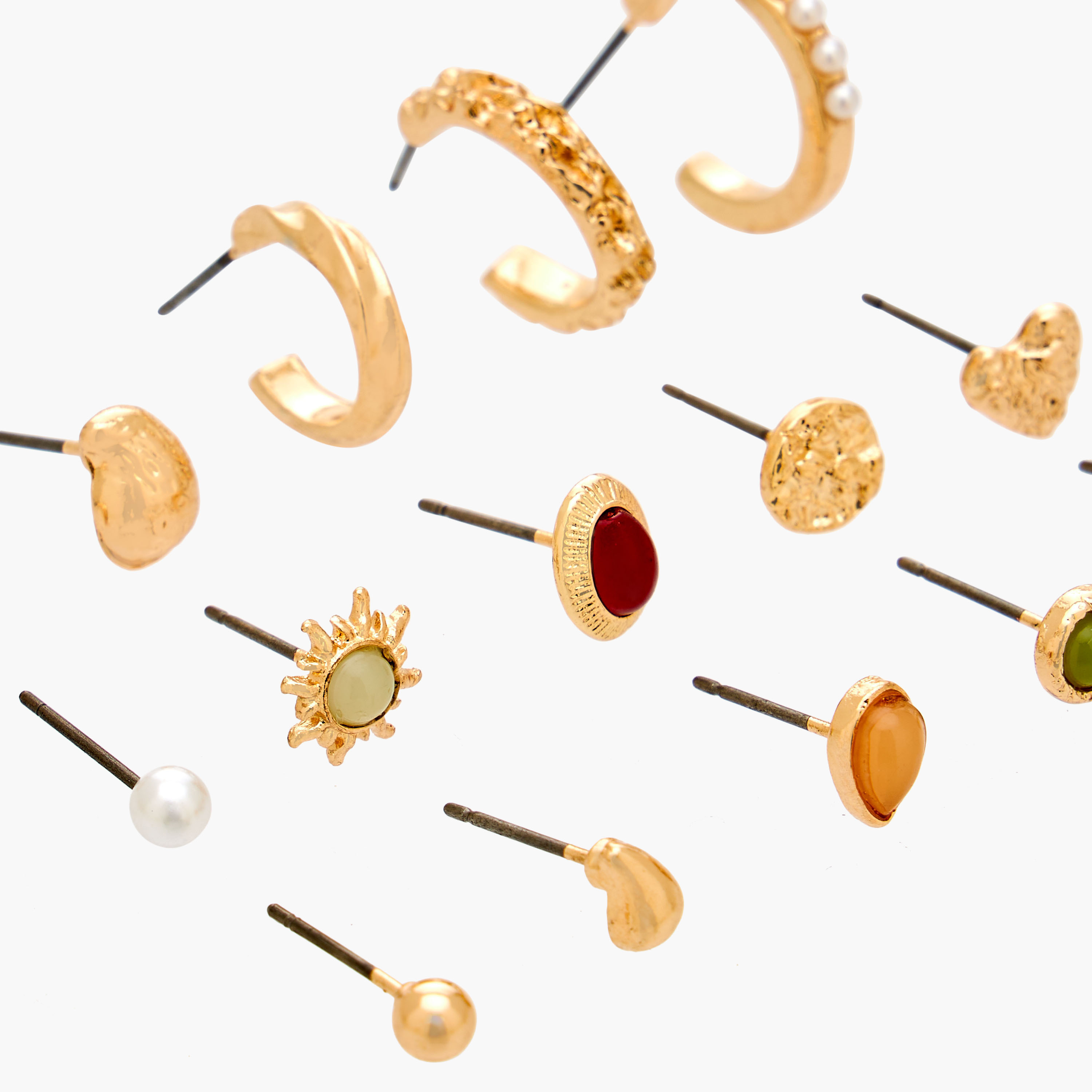 حلقان بطبقة راتنجية مع إغلاق كبس من جلو - طقم 15 زوج-women-watchesandjewellery-jewellery-earrings-image-3