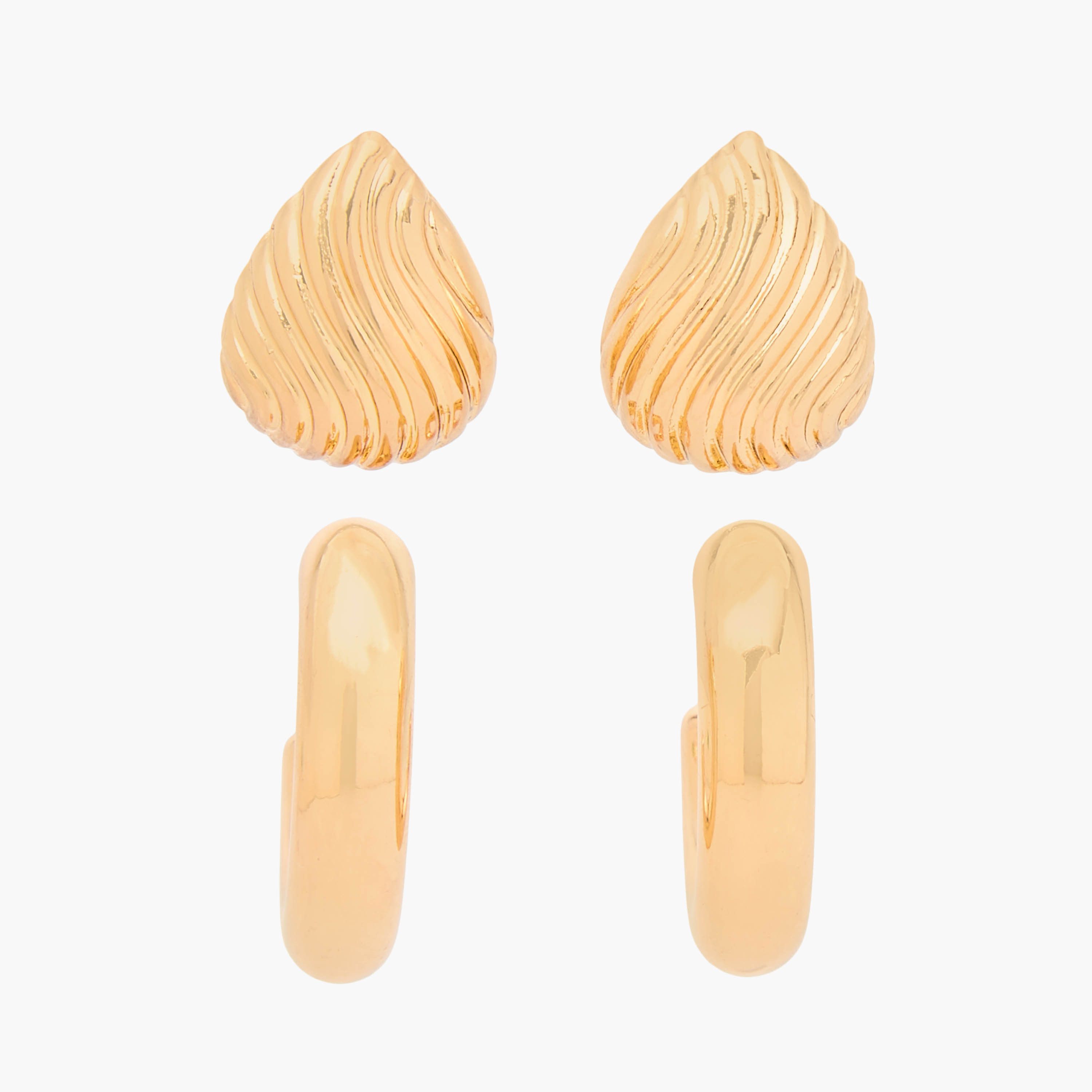 Gloo Pack of 2 Gold Tone Assorted Earrings with Pushback Closure-women-watchesandjewellery-jewellery-earrings-image-1
