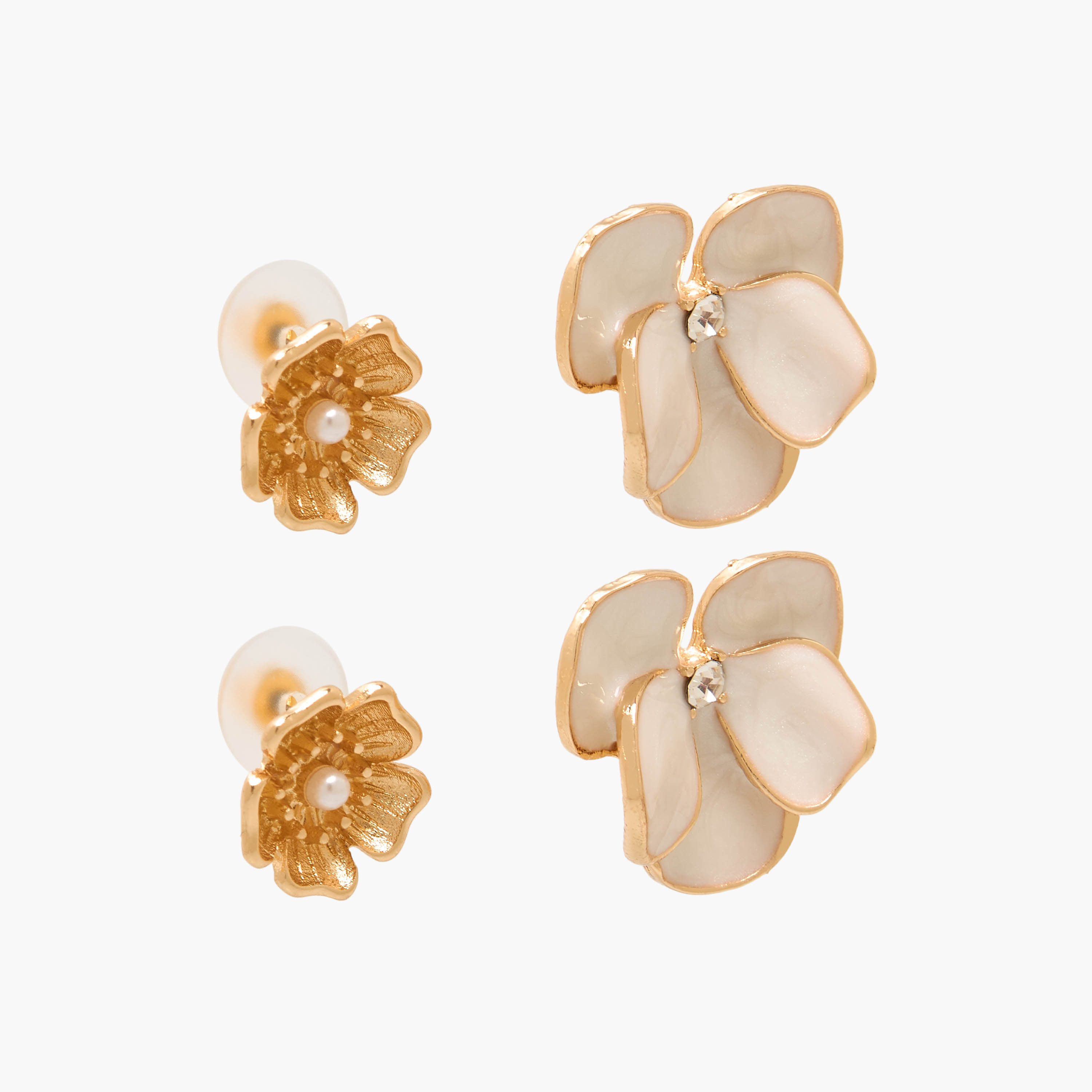 Gloo Pack of 2 Enamel Floral Shaped Stud Earrings with Pushback Closure-women-watchesandjewellery-jewellery-earrings-image-2