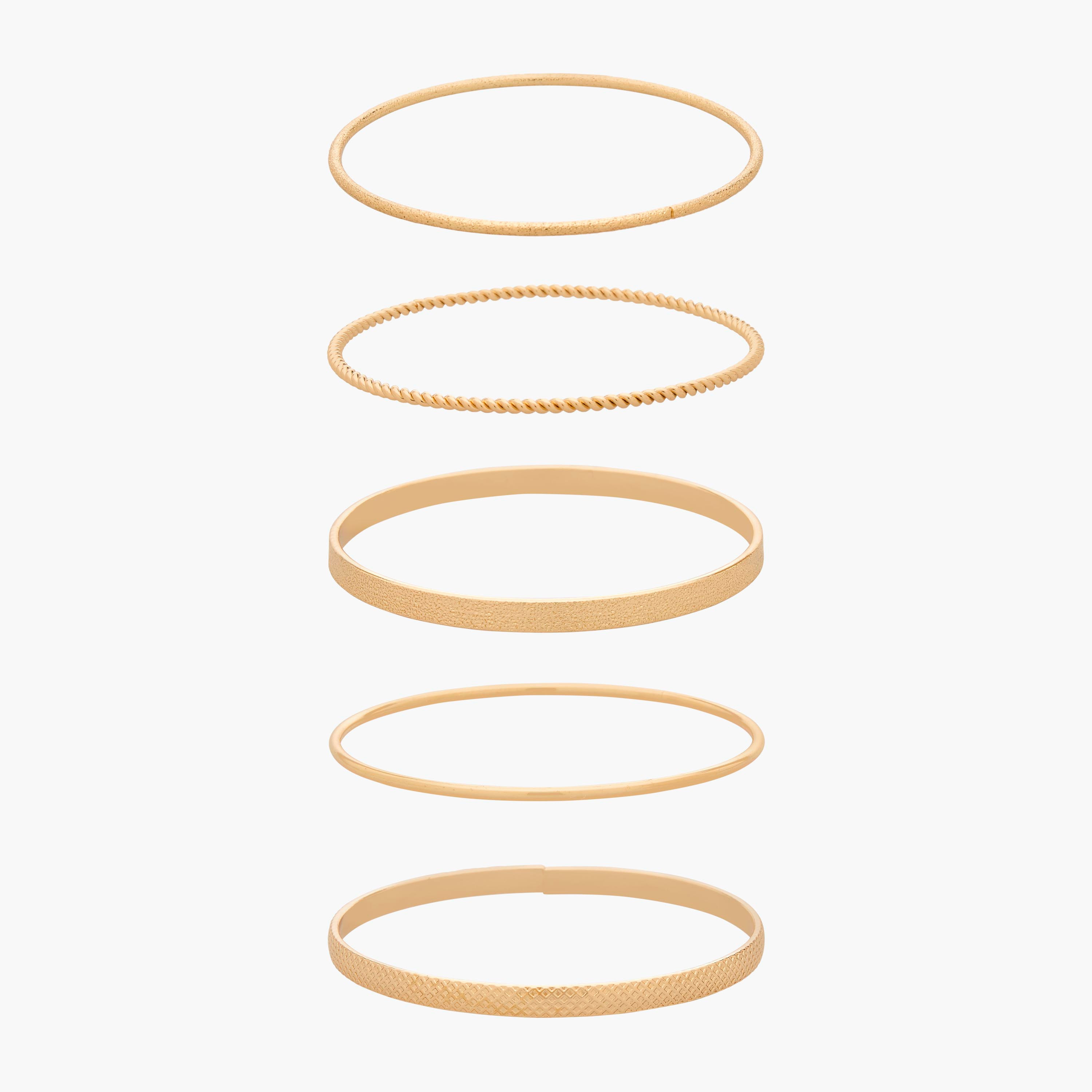 Gloo Pack of 5 Gold Tone Textured Bangle-women-watchesandjewellery-jewellery-banglesandbracelets-image-1