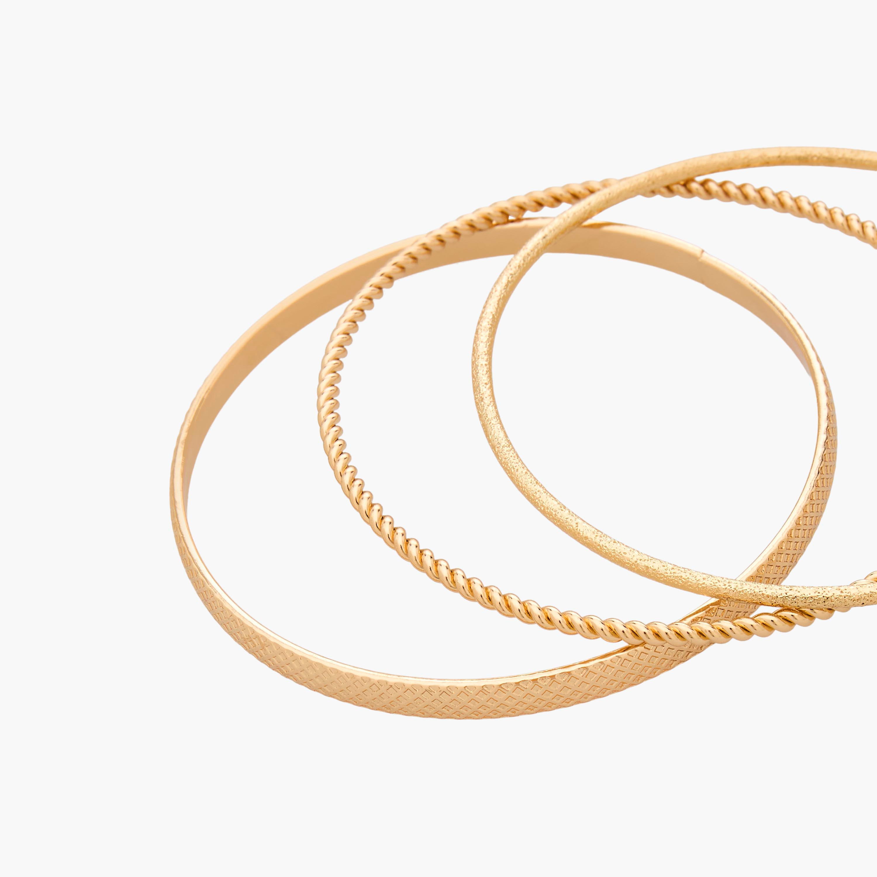 Gloo Pack of 5 Gold Tone Textured Bangle-women-watchesandjewellery-jewellery-banglesandbracelets-image-13