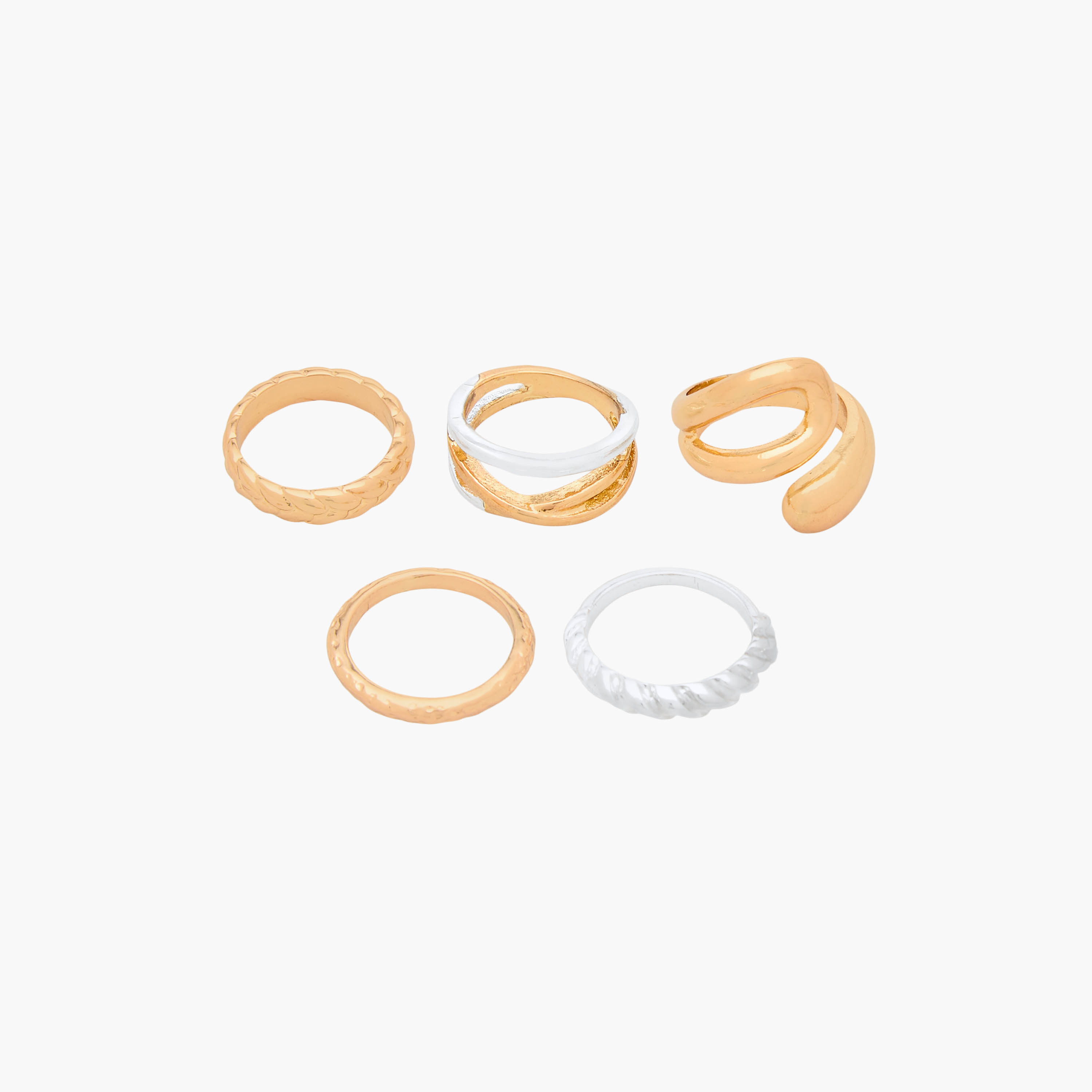 Set of 5 - Gloo Metallic Ring-women-watchesandjewellery-jewellery-rings-image-1