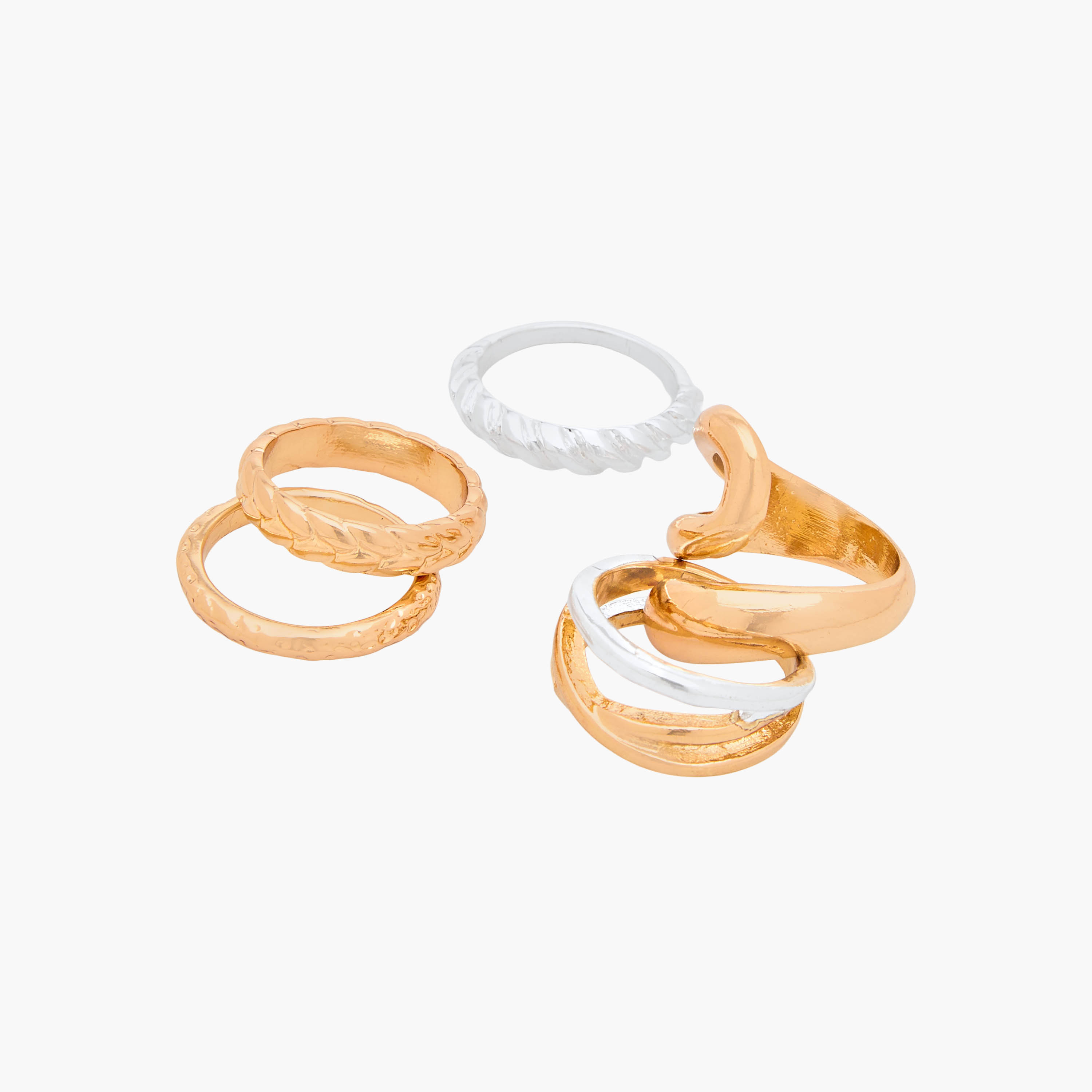 Set of 5 - Gloo Metallic Ring-women-watchesandjewellery-jewellery-rings-image-2