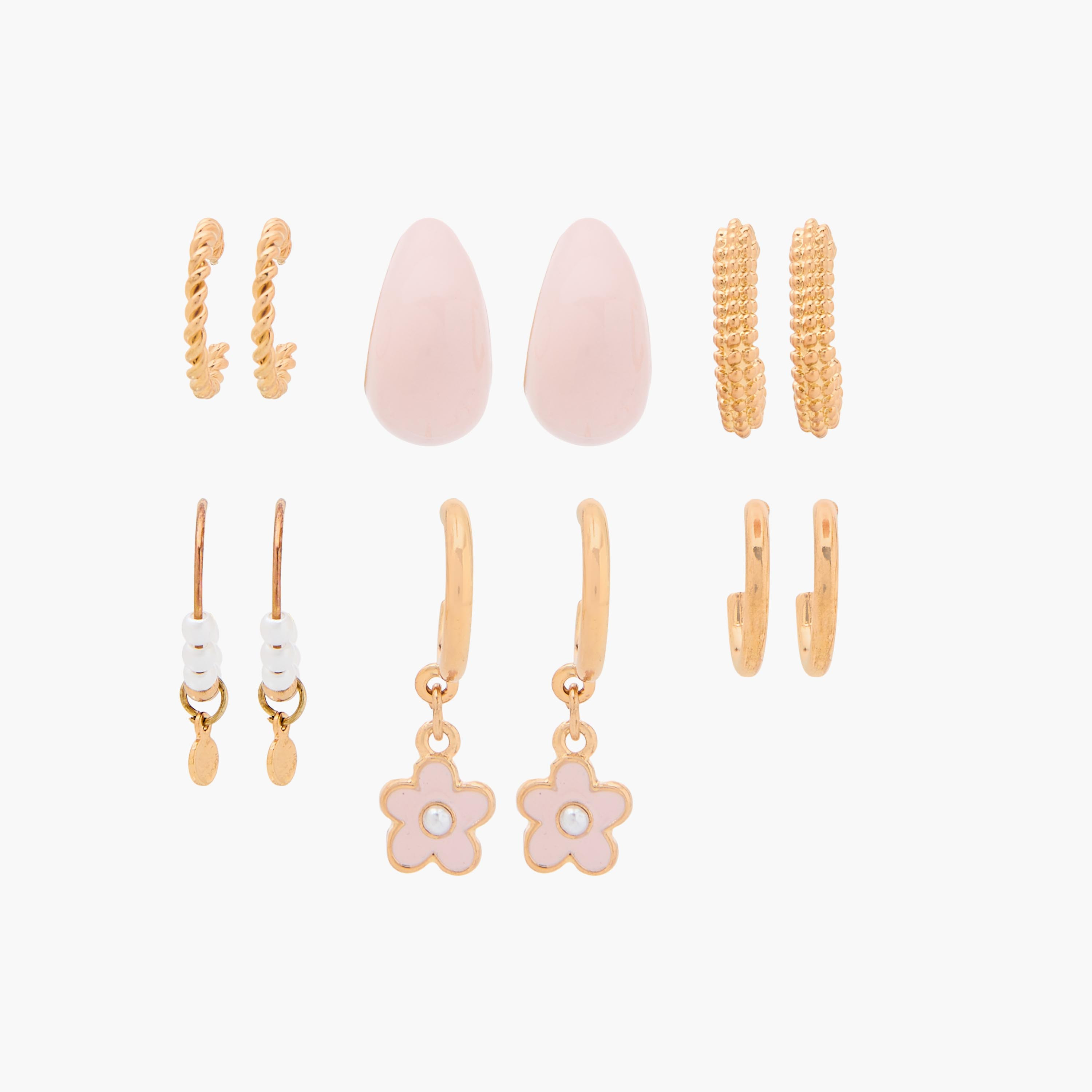 طقم حلقان طوق ميتاليك بمكبس إغلاق خلفي 6 أزواج من جلو-women-watchesandjewellery-jewellery-earrings-image-1
