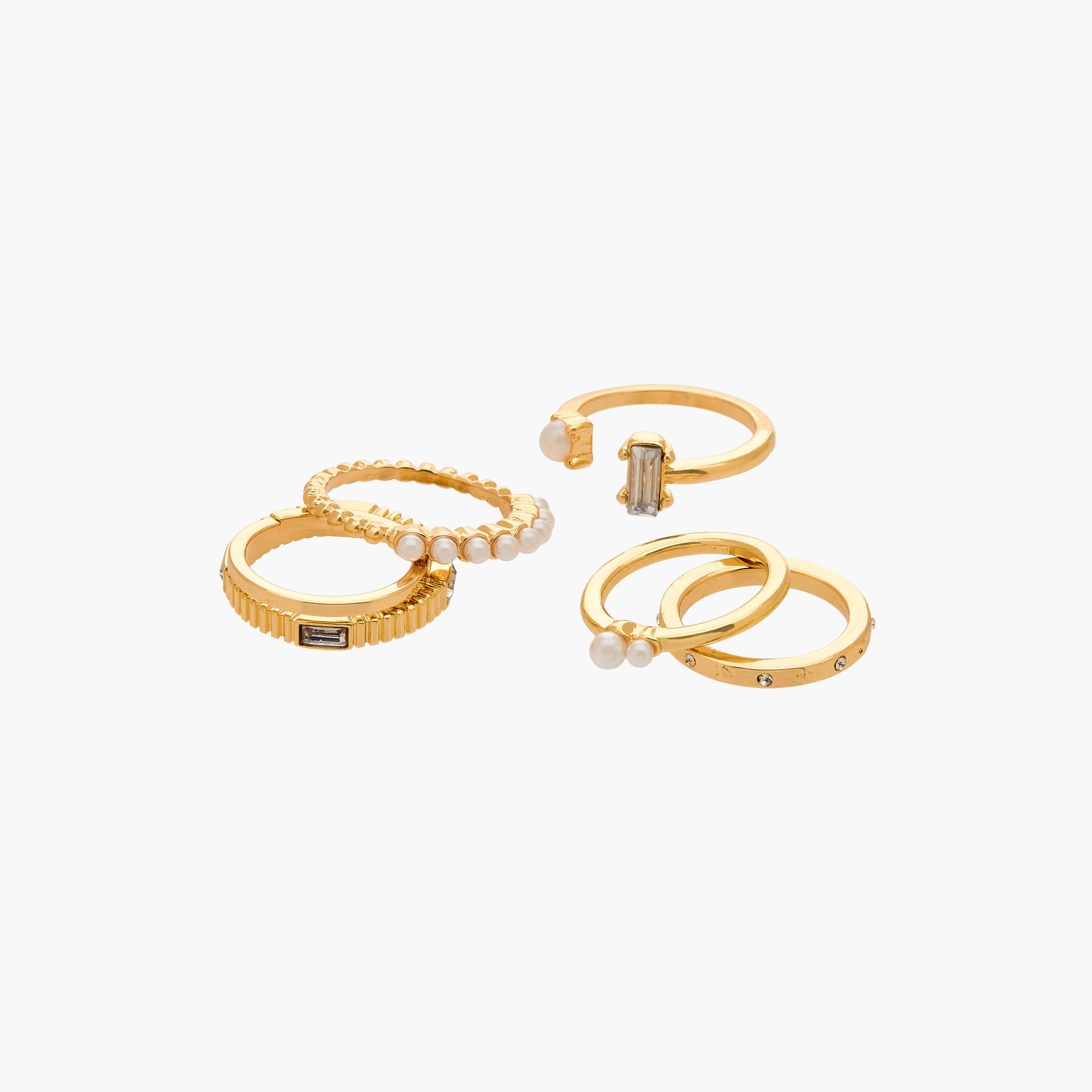 Set of 6 - Gloo Gold Tone Ring with Pearl Embellishments-women-watchesandjewellery-jewellery-rings-image-2