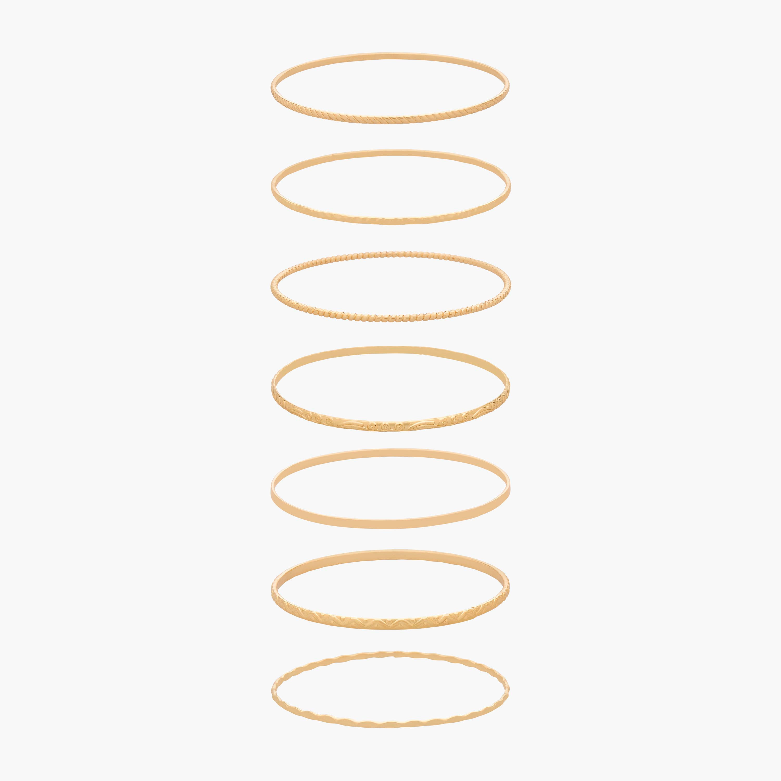 Pack of 7 Gold Tone Textured Bangle-women-watchesandjewellery-jewellery-banglesandbracelets-image-1