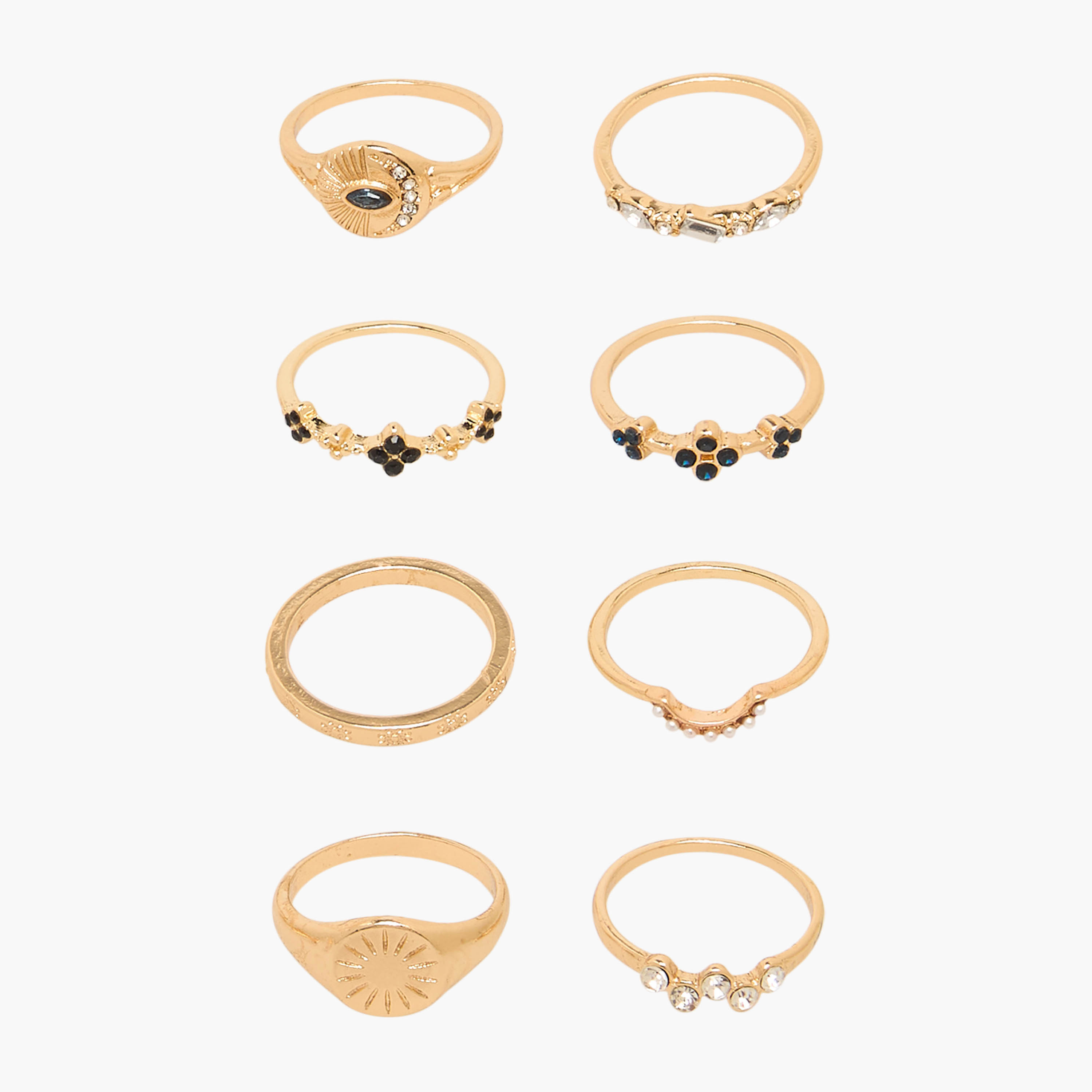 Set of 8 - Gloo Assorted Gold Tone Ring-women-watchesandjewellery-jewellery-rings-image-1