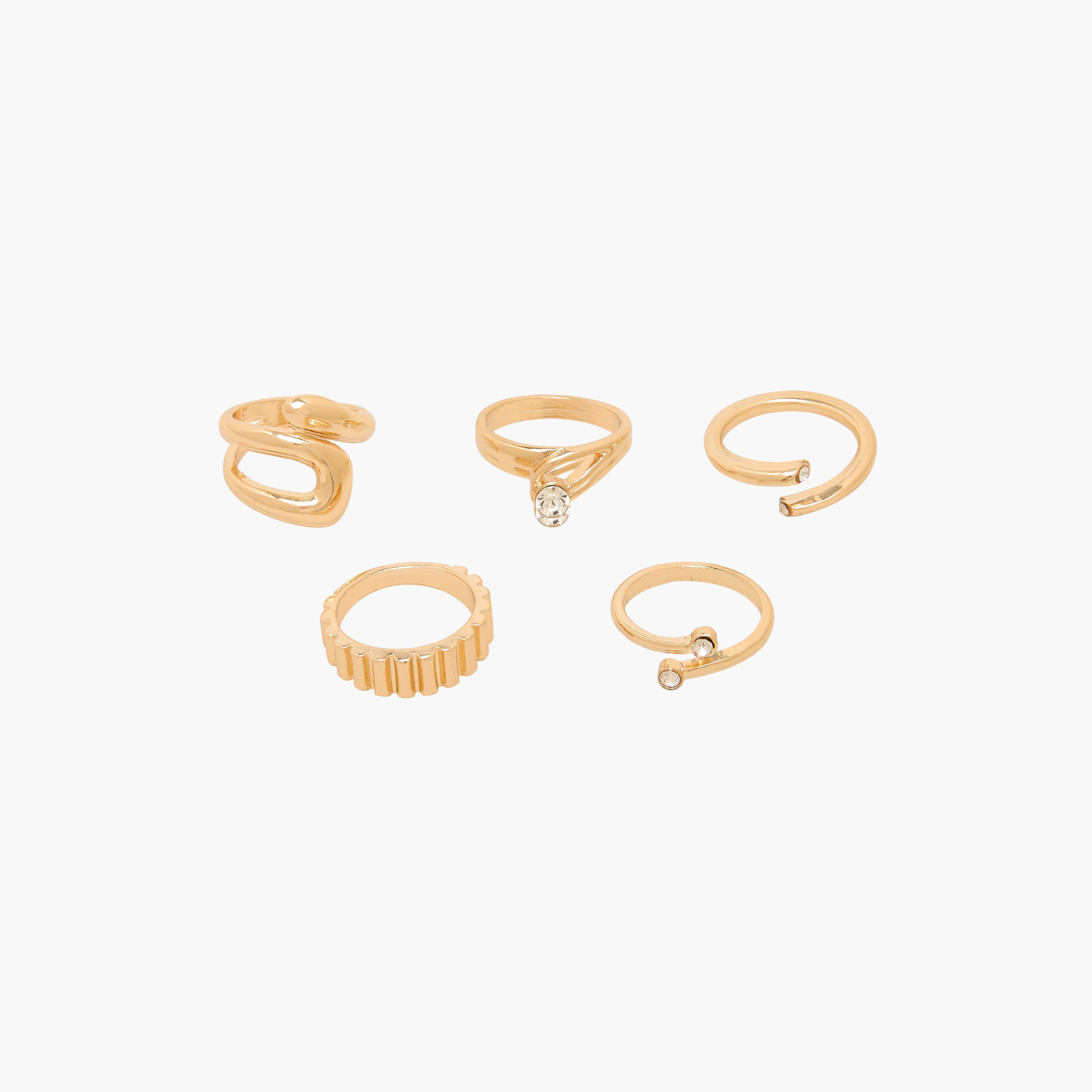 Set of 5 - Gloo Assorted Gold Tone Ring-women-watchesandjewellery-jewellery-rings-image-1