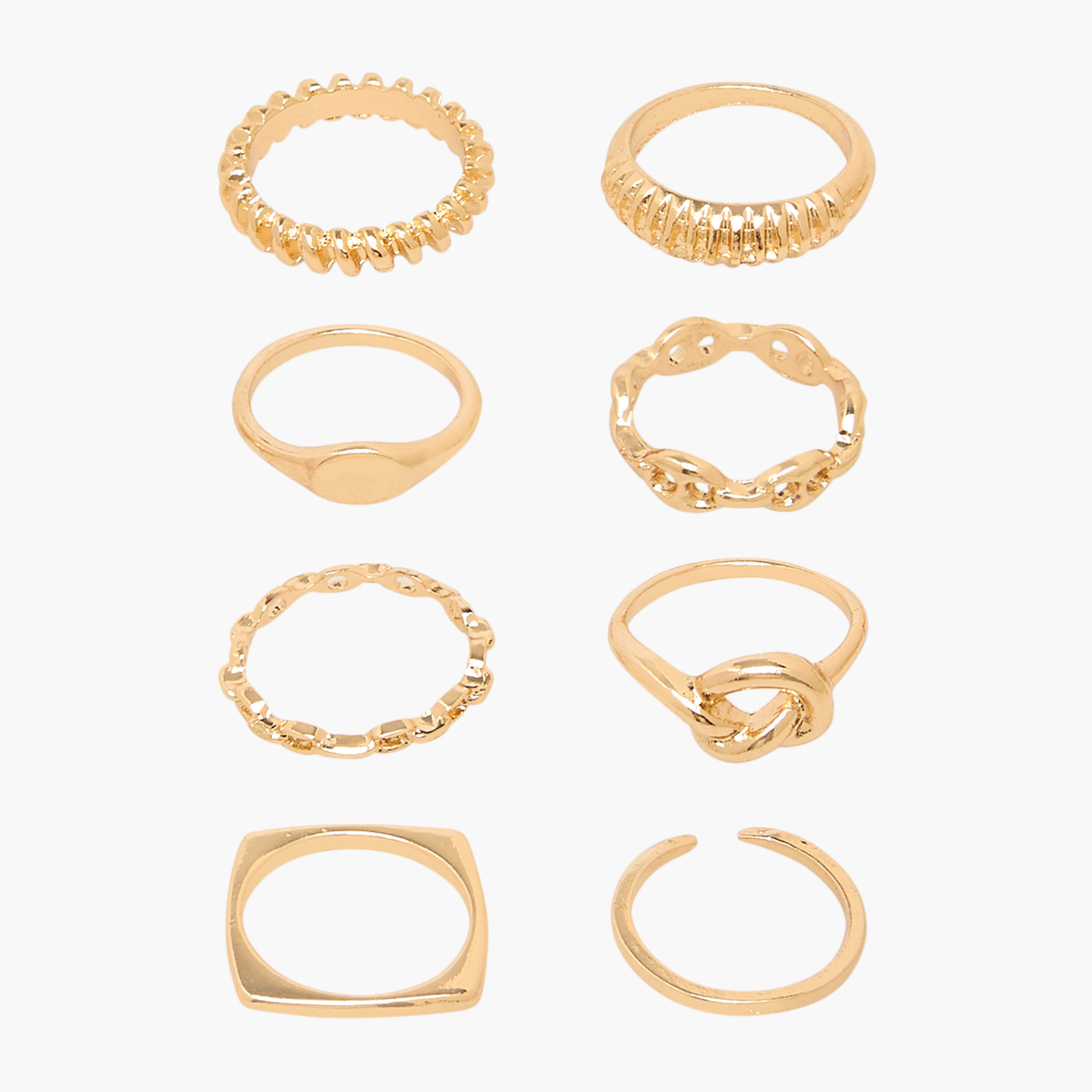 Set of 8 - Gloo Assorted Gold Tone Ring-women-watchesandjewellery-jewellery-rings-image-1