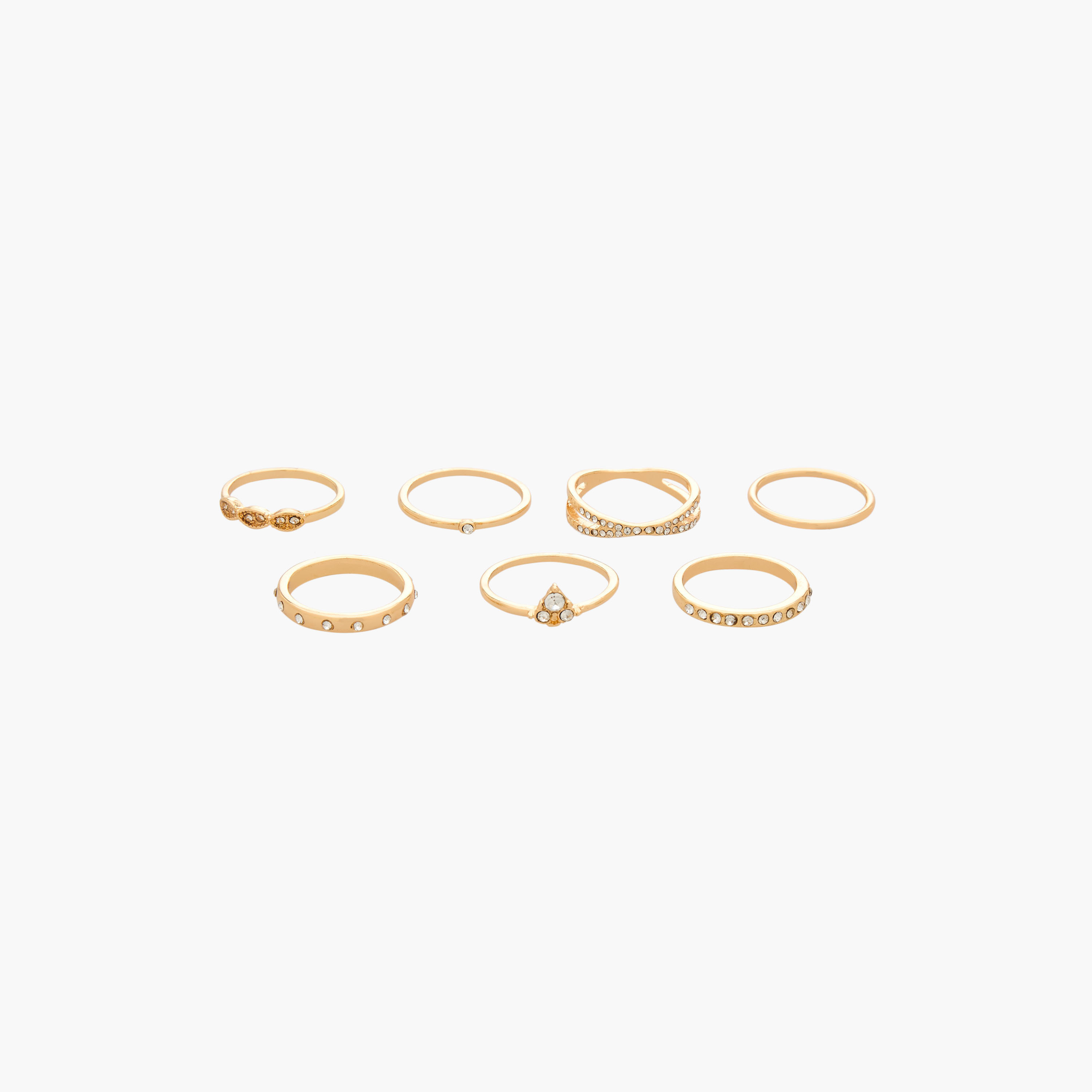 طقم خواتم جلو بتفاصيل ذهبية - 7 قطع-women-watchesandjewellery-jewellery-rings-image-1