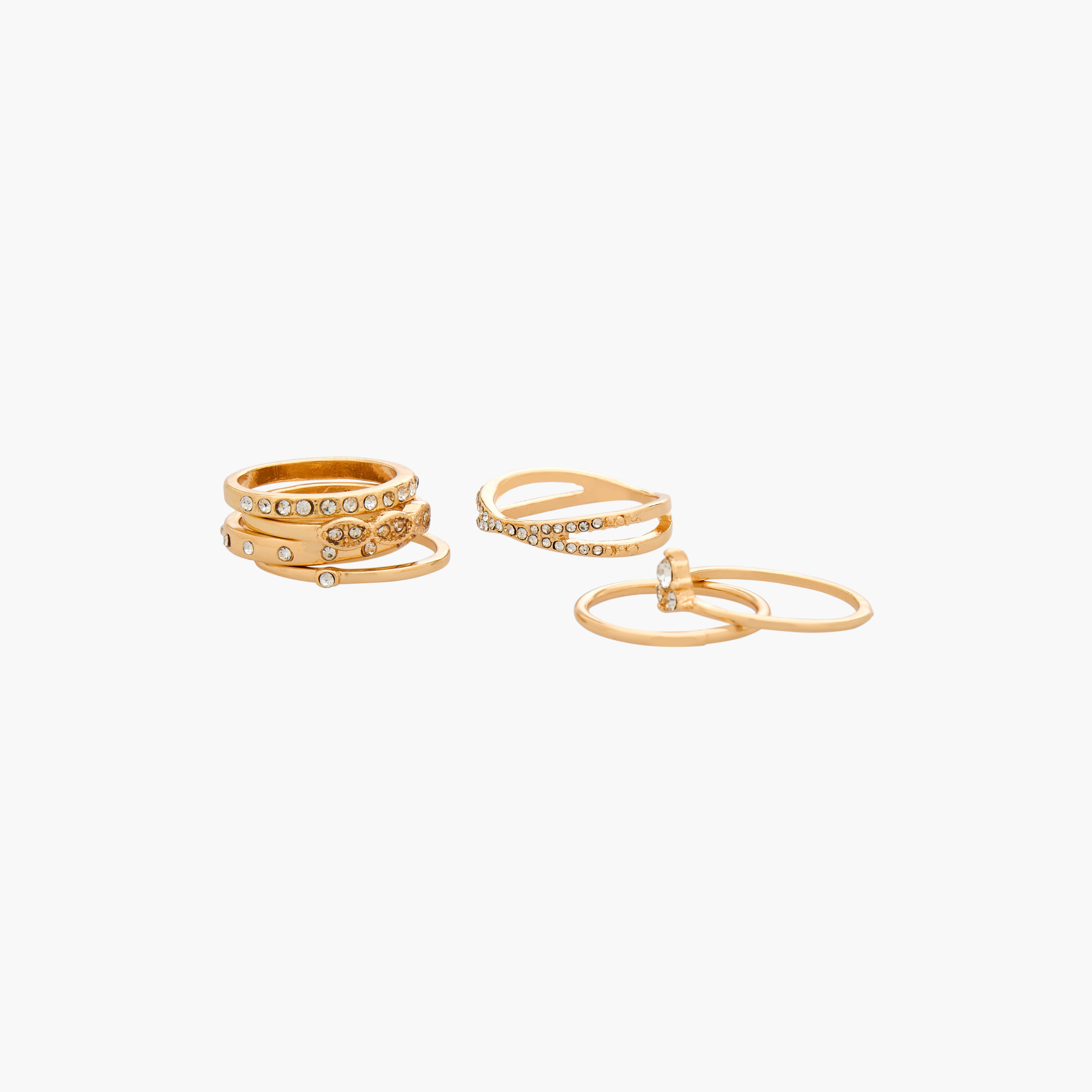 طقم خواتم جلو بتفاصيل ذهبية - 7 قطع-women-watchesandjewellery-jewellery-rings-image-2