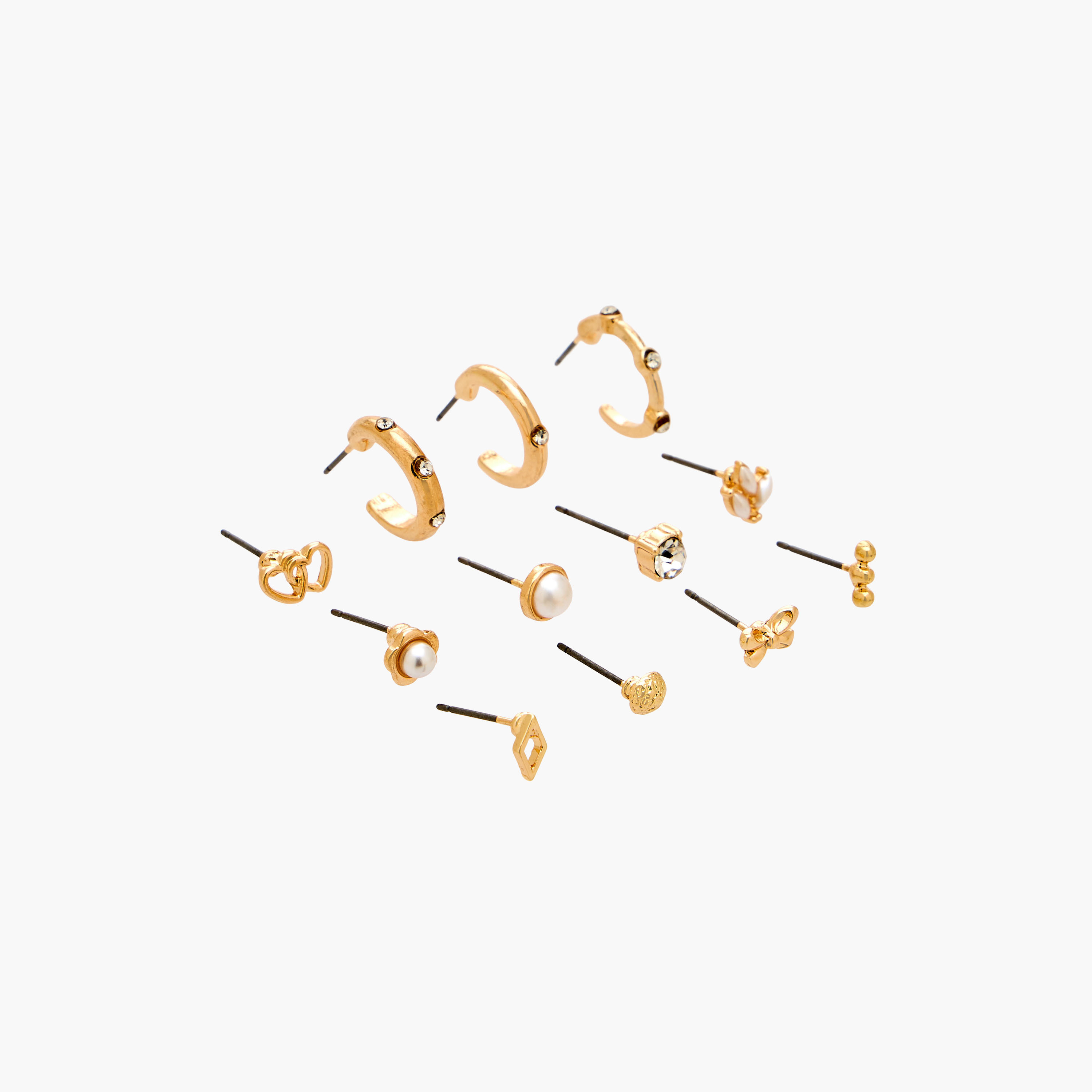 Gloo Pack of 12 Metallic Stud Earrings with Pushback Closure-women-watchesandjewellery-jewellery-earrings-image-2