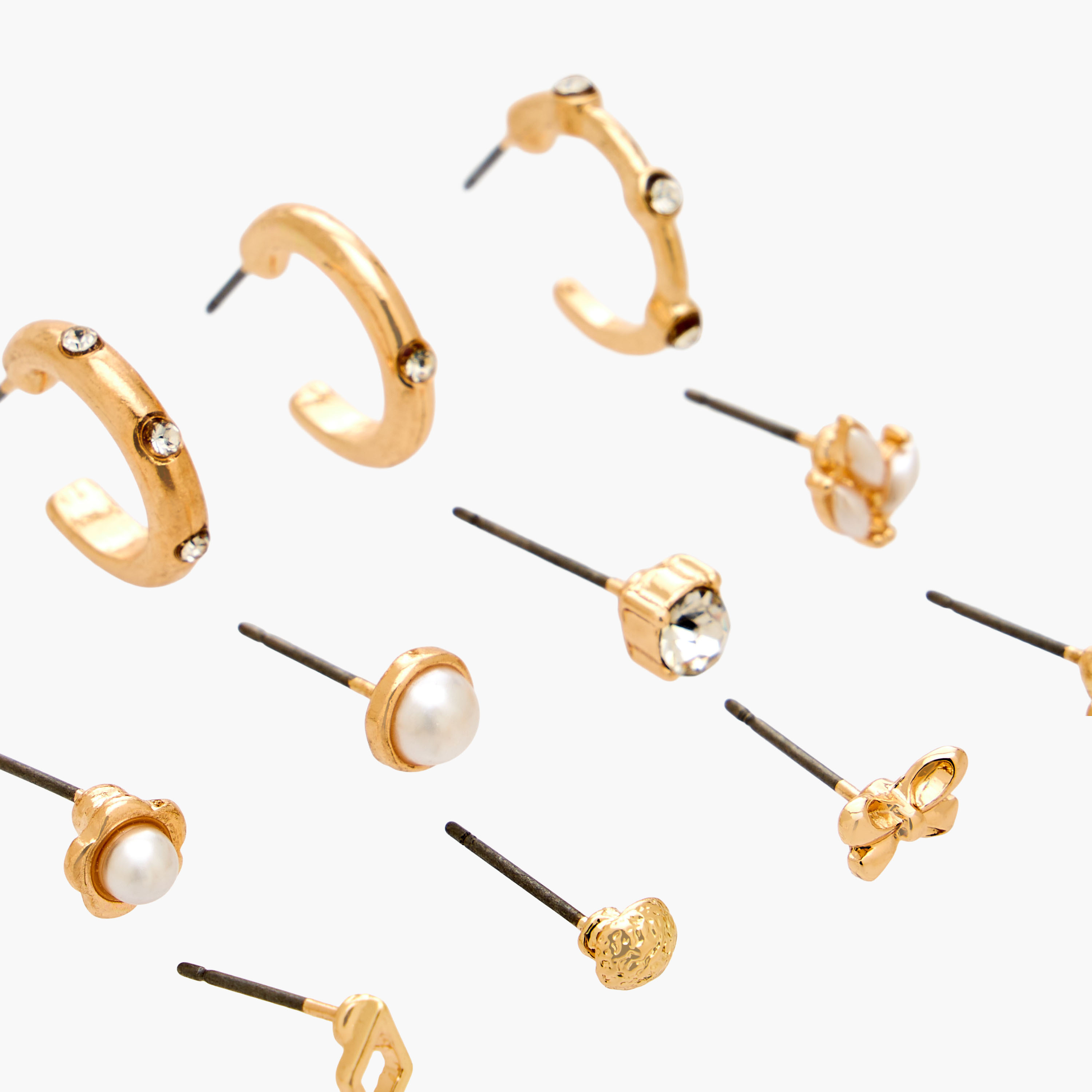 Gloo Pack of 12 Metallic Stud Earrings with Pushback Closure-women-watchesandjewellery-jewellery-earrings-image-3
