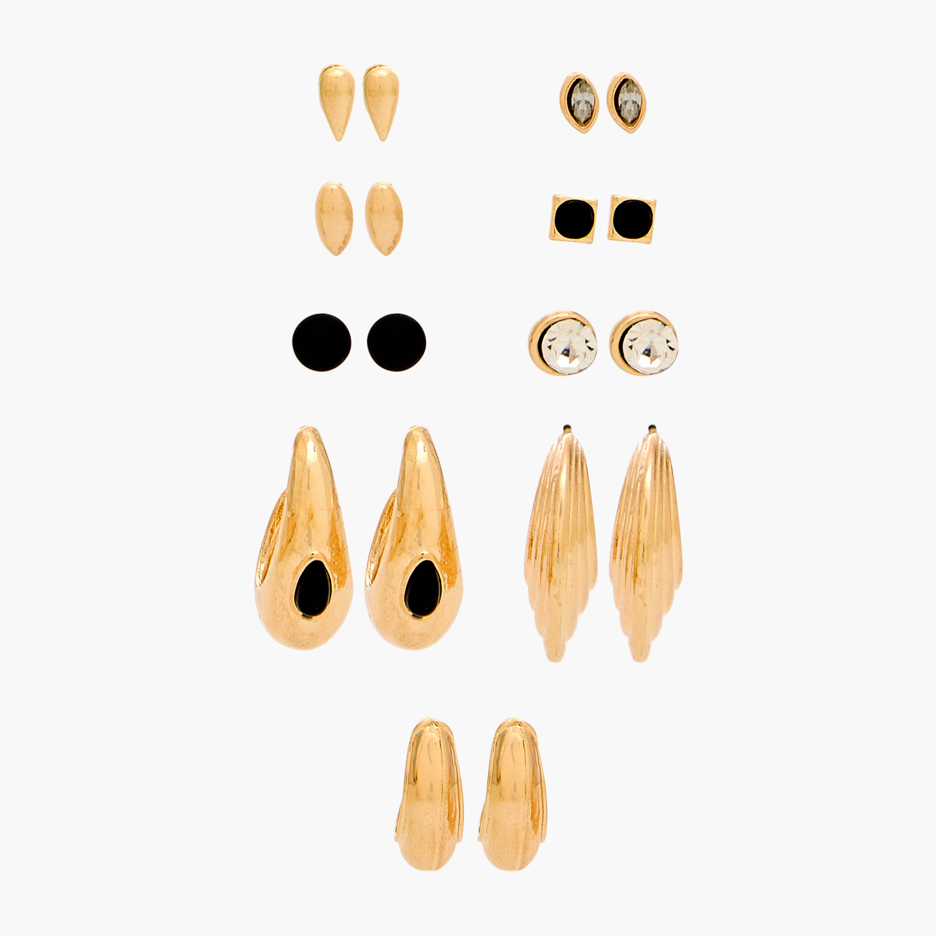 Gloo Pack of 9 Metallic Earrings with Pushback Closure-women-watchesandjewellery-jewellery-earrings-image-1