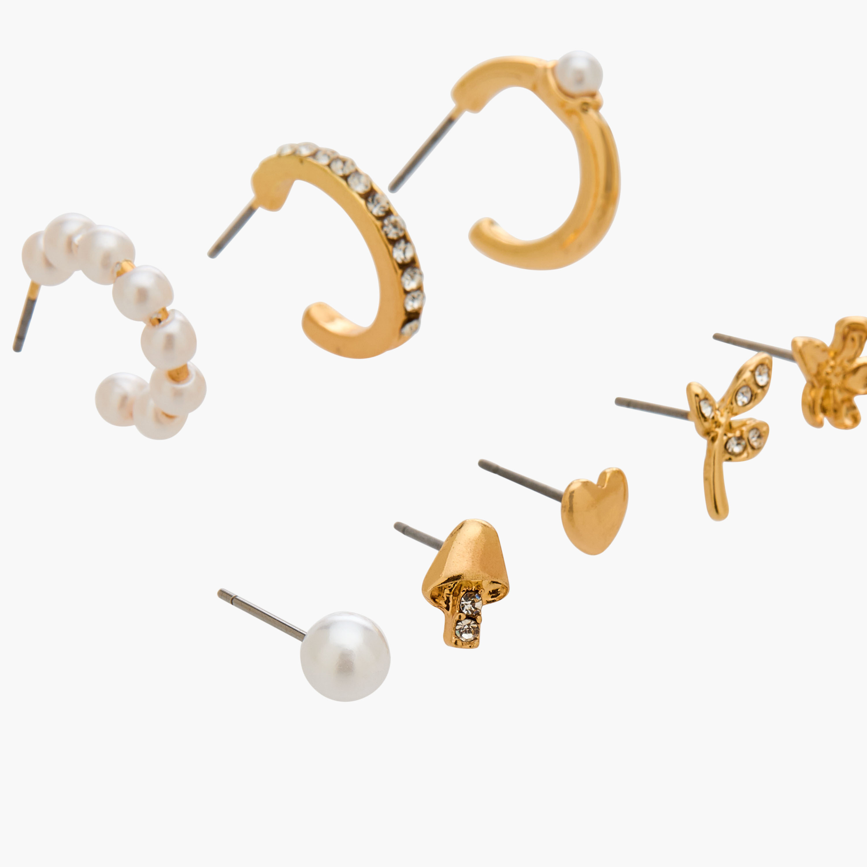 حلقان متنوعة بلون ذهبي بمكبس إغلاق من جلو - طقم 9 أزواج-women-watchesandjewellery-jewellery-earrings-image-3