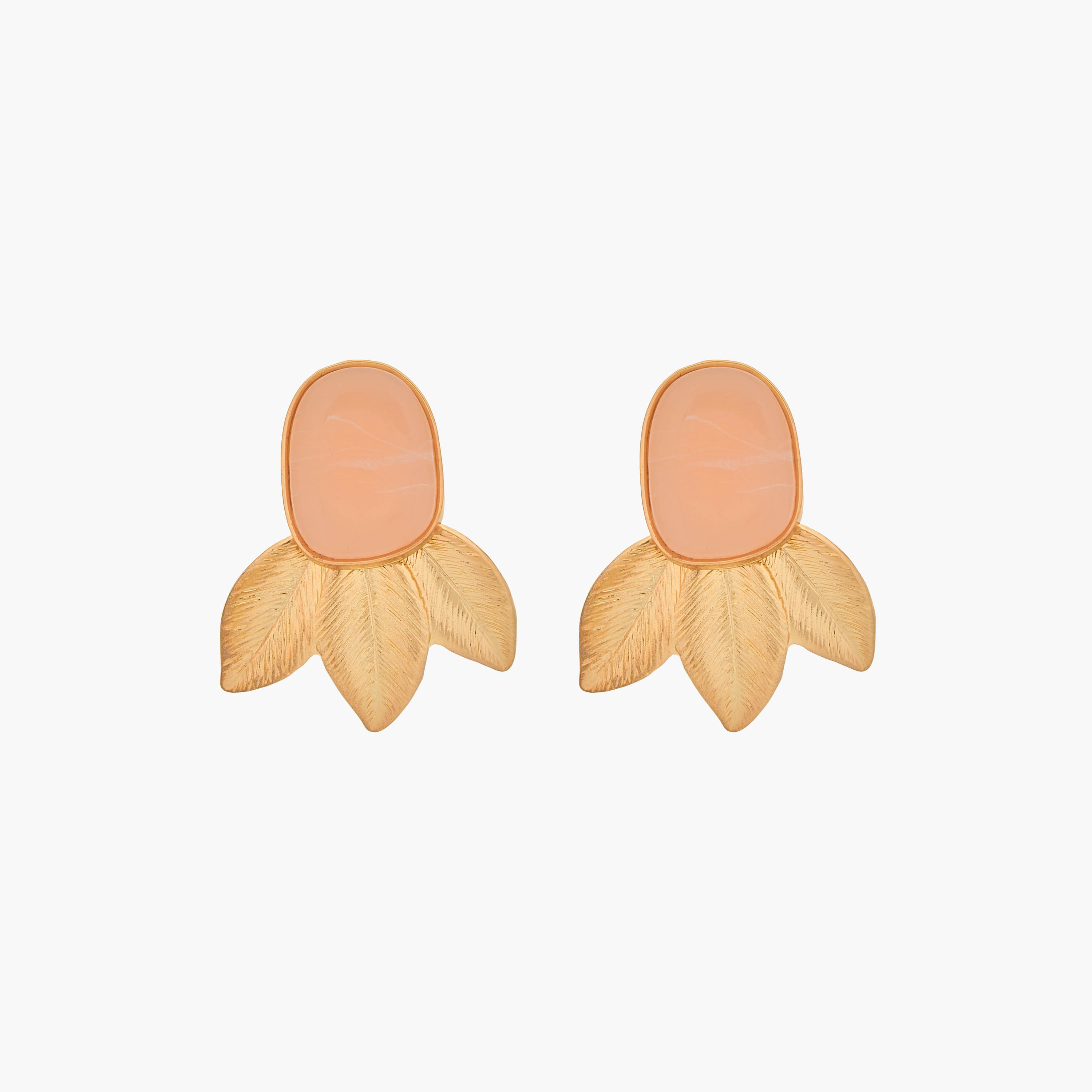 حلقان متدلية أوراق شجر باللون الذهبي مع مكبس إغلاق خلفي-women-watchesandjewellery-jewellery-earrings-image-1