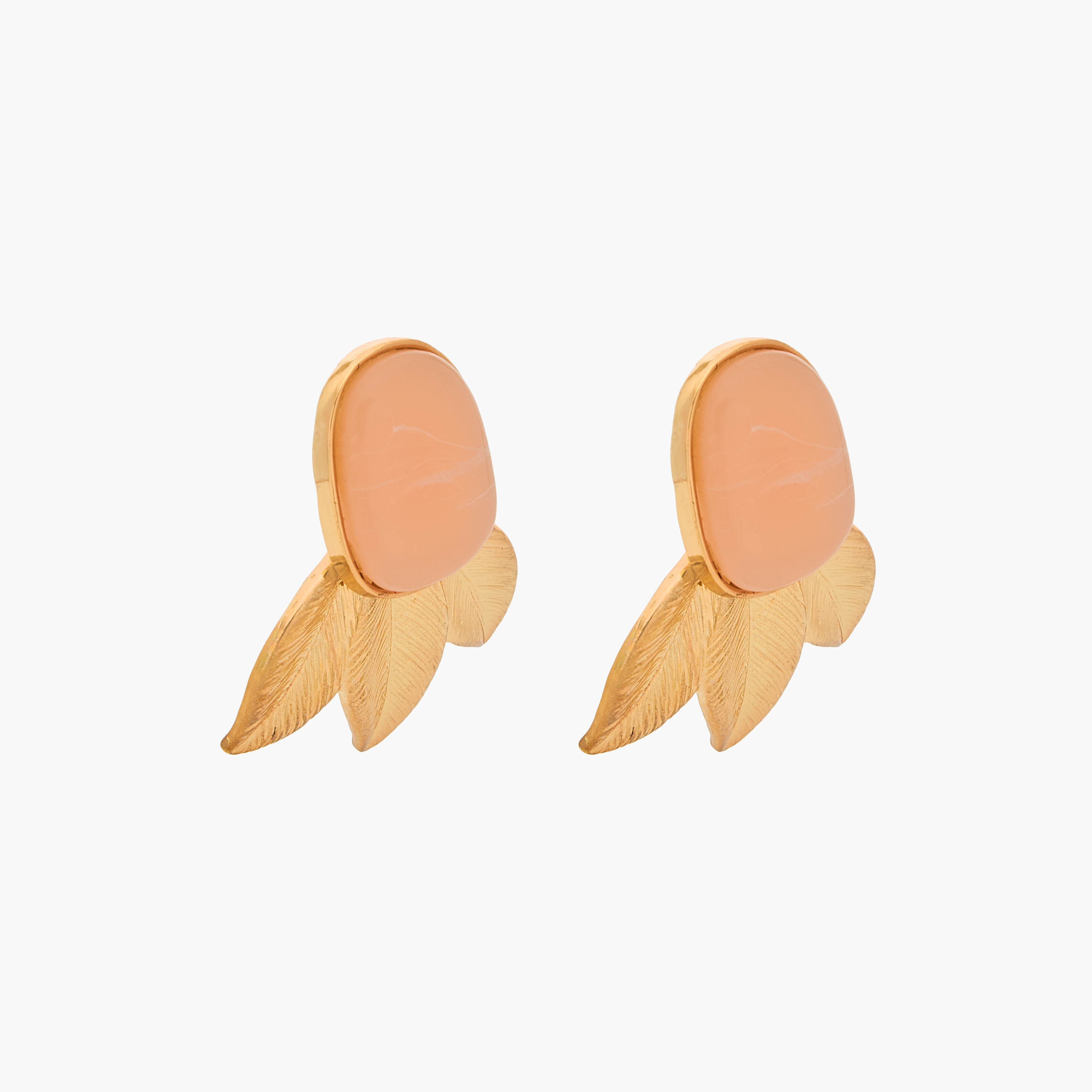 حلقان متدلية أوراق شجر باللون الذهبي مع مكبس إغلاق خلفي-women-watchesandjewellery-jewellery-earrings-image-2