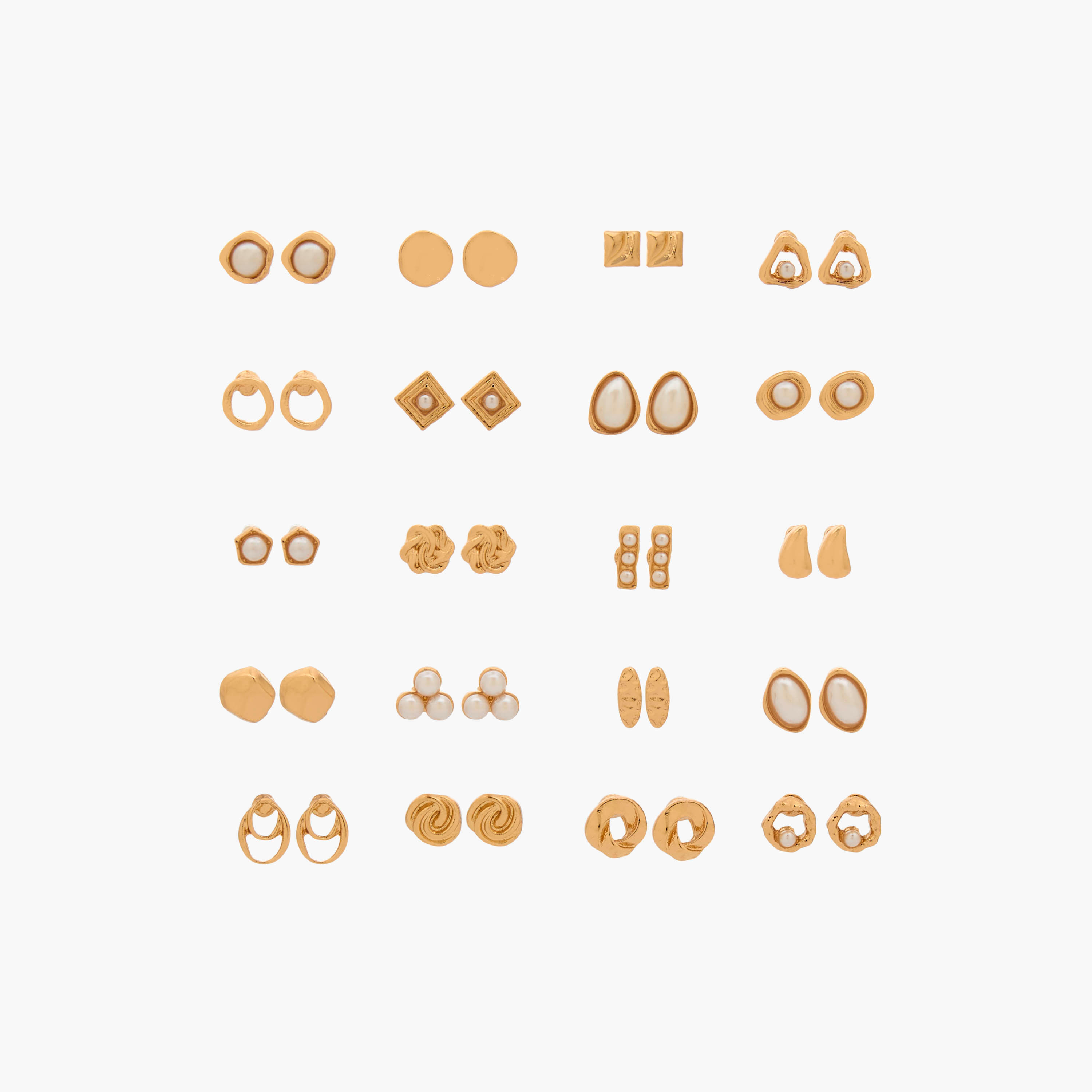 حلقان ستود لؤلؤي مع إغلاق كبس - طقم 20 زوج-women-watchesandjewellery-jewellery-earrings-image-1