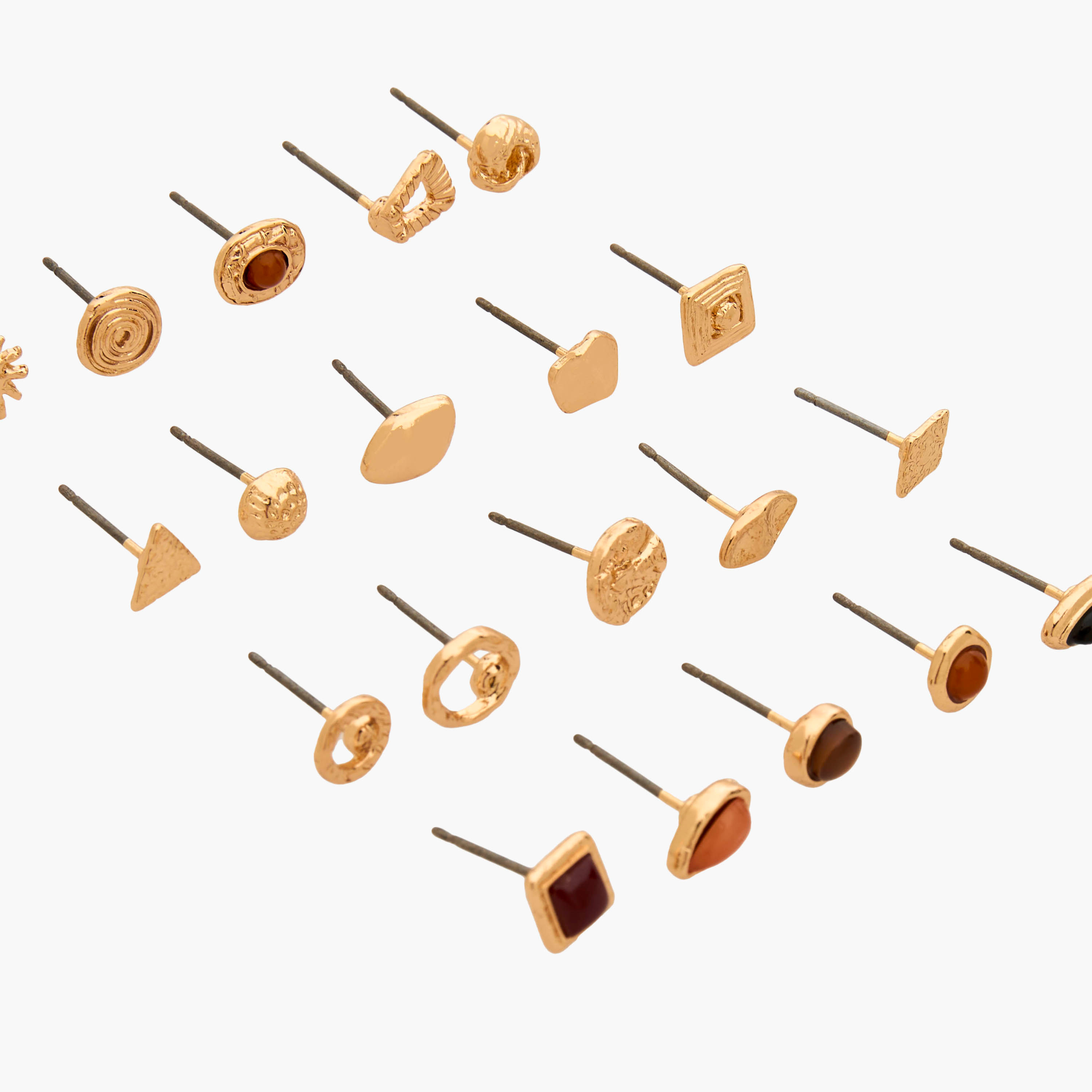 Pack of 20 Gold Tone Assorted Stud Earrings with Pushback Closure-women-watchesandjewellery-jewellery-earrings-image-3