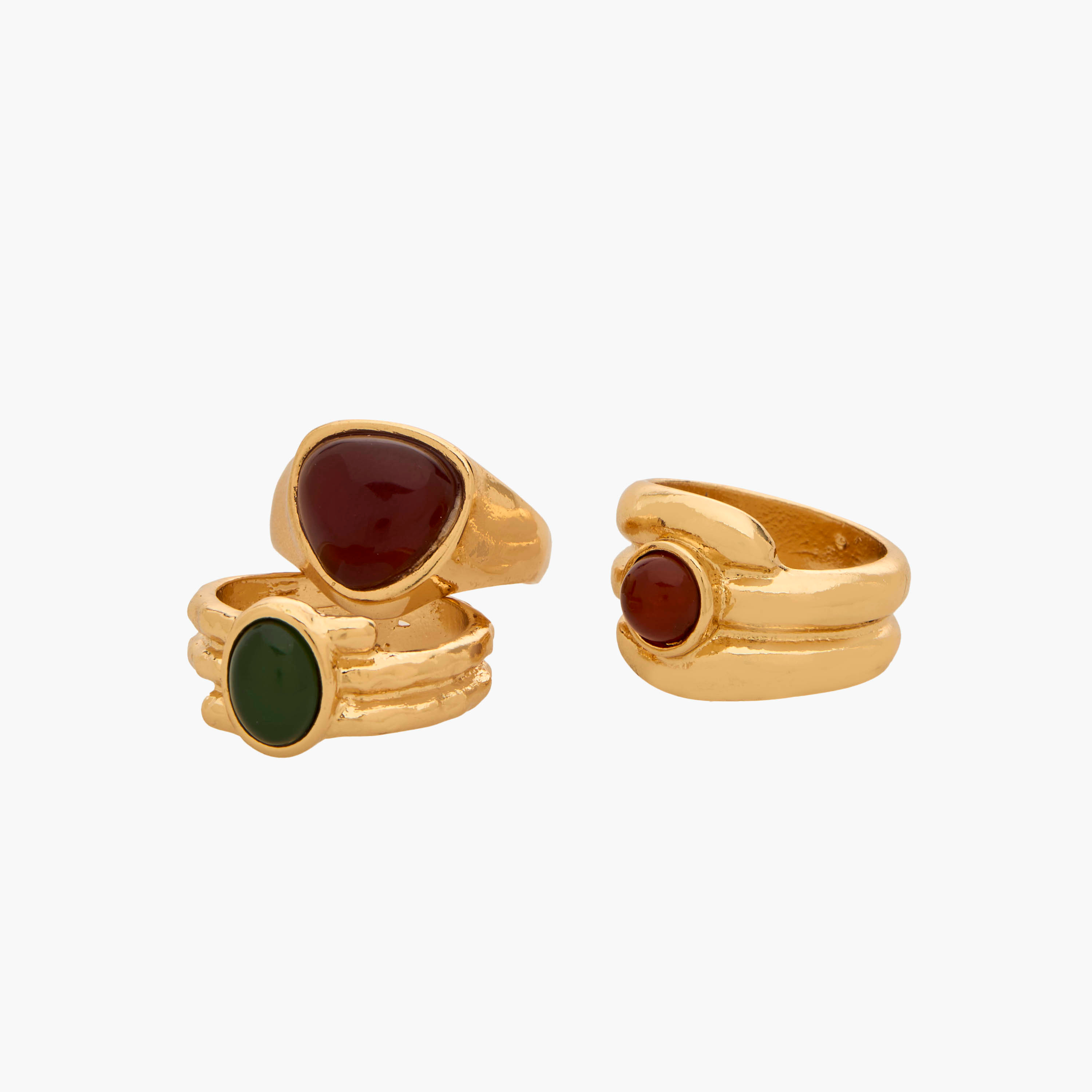 Set of 3 - Embellished Gold Tone Ring-women-watchesandjewellery-jewellery-rings-image-2