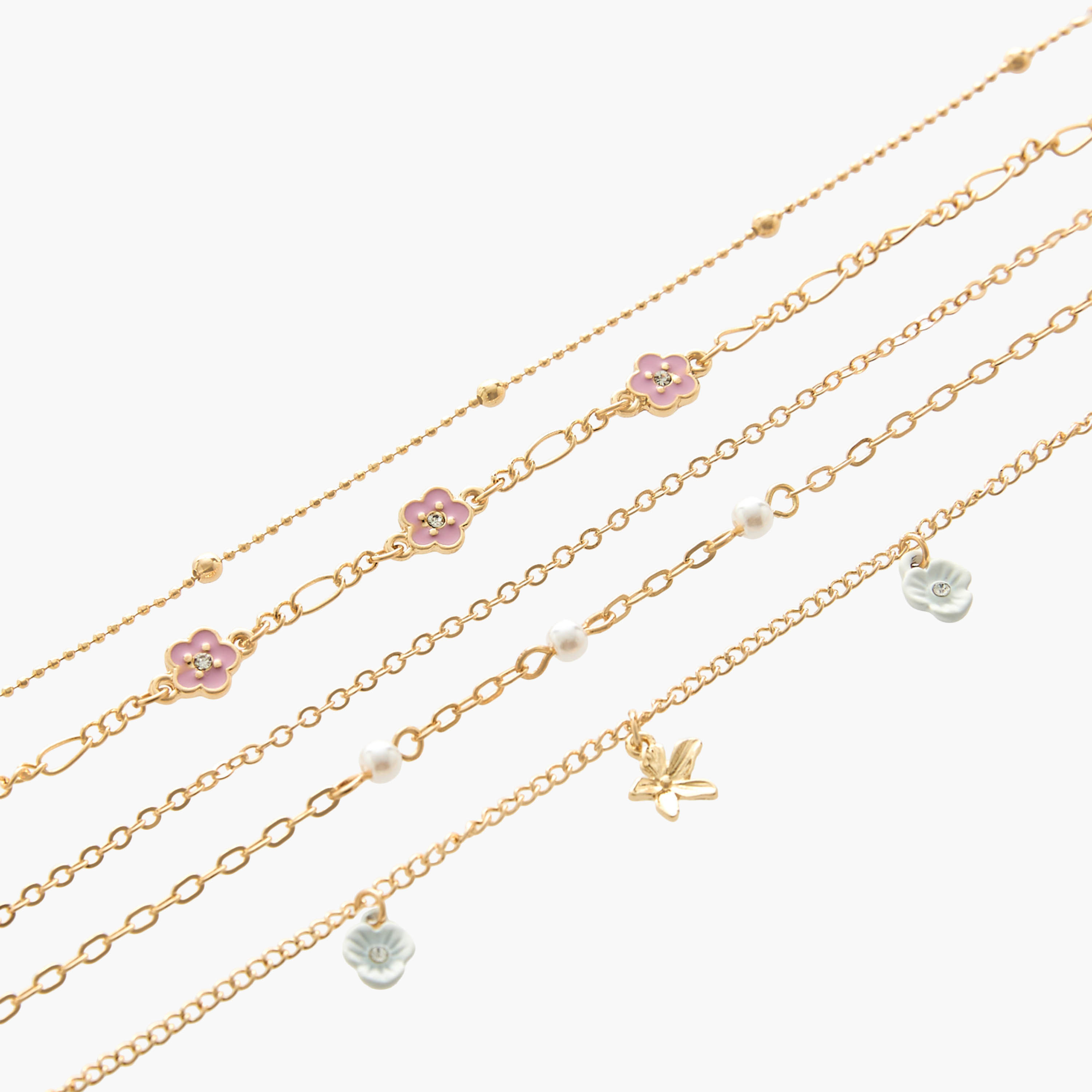 Pack of 5 Gold Tone Floral Charms Bracelet-women-watchesandjewellery-jewellery-banglesandbracelets-image-13