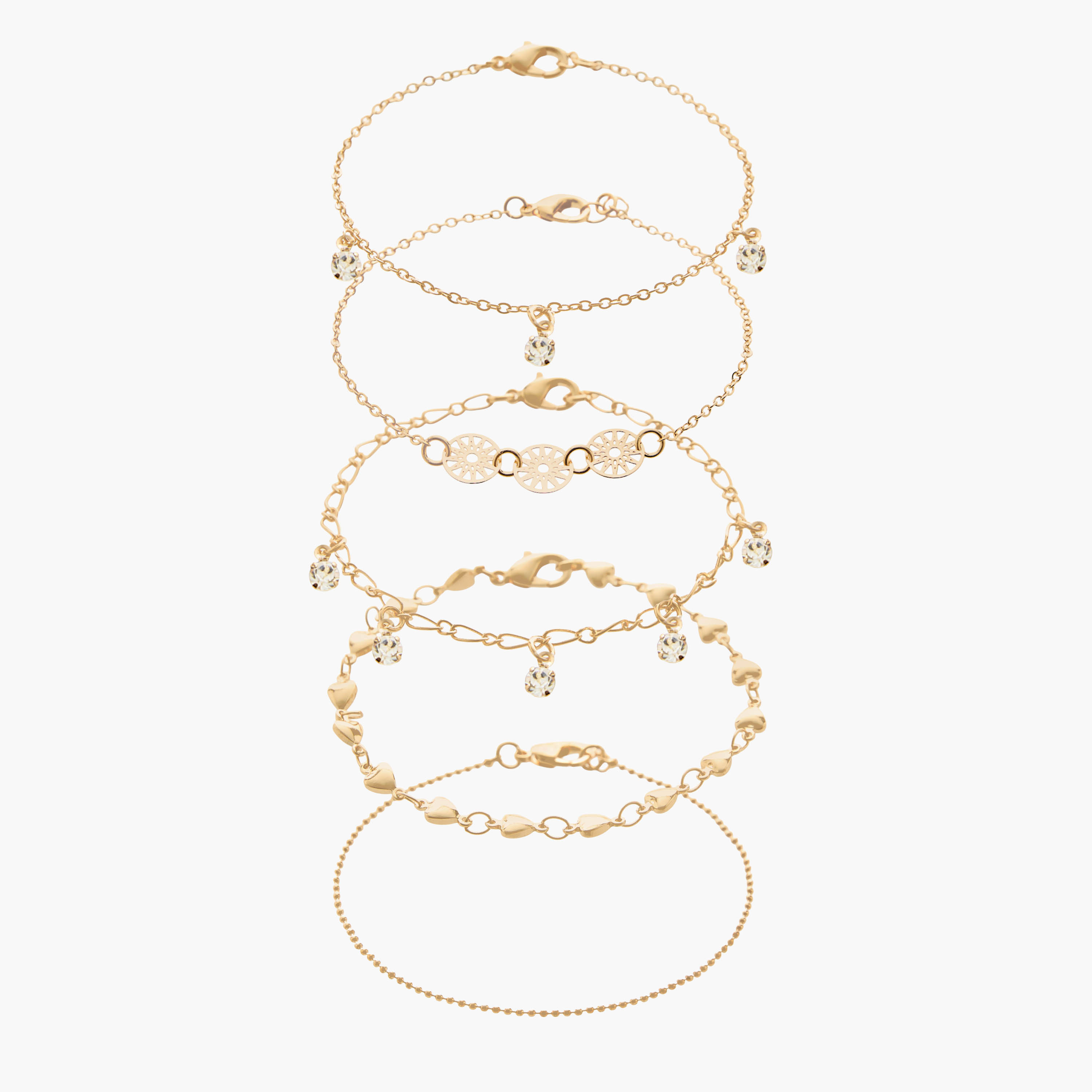 Pack of 5 Gold Tone Assorted Bracelet-women-watchesandjewellery-jewellery-banglesandbracelets-image-1