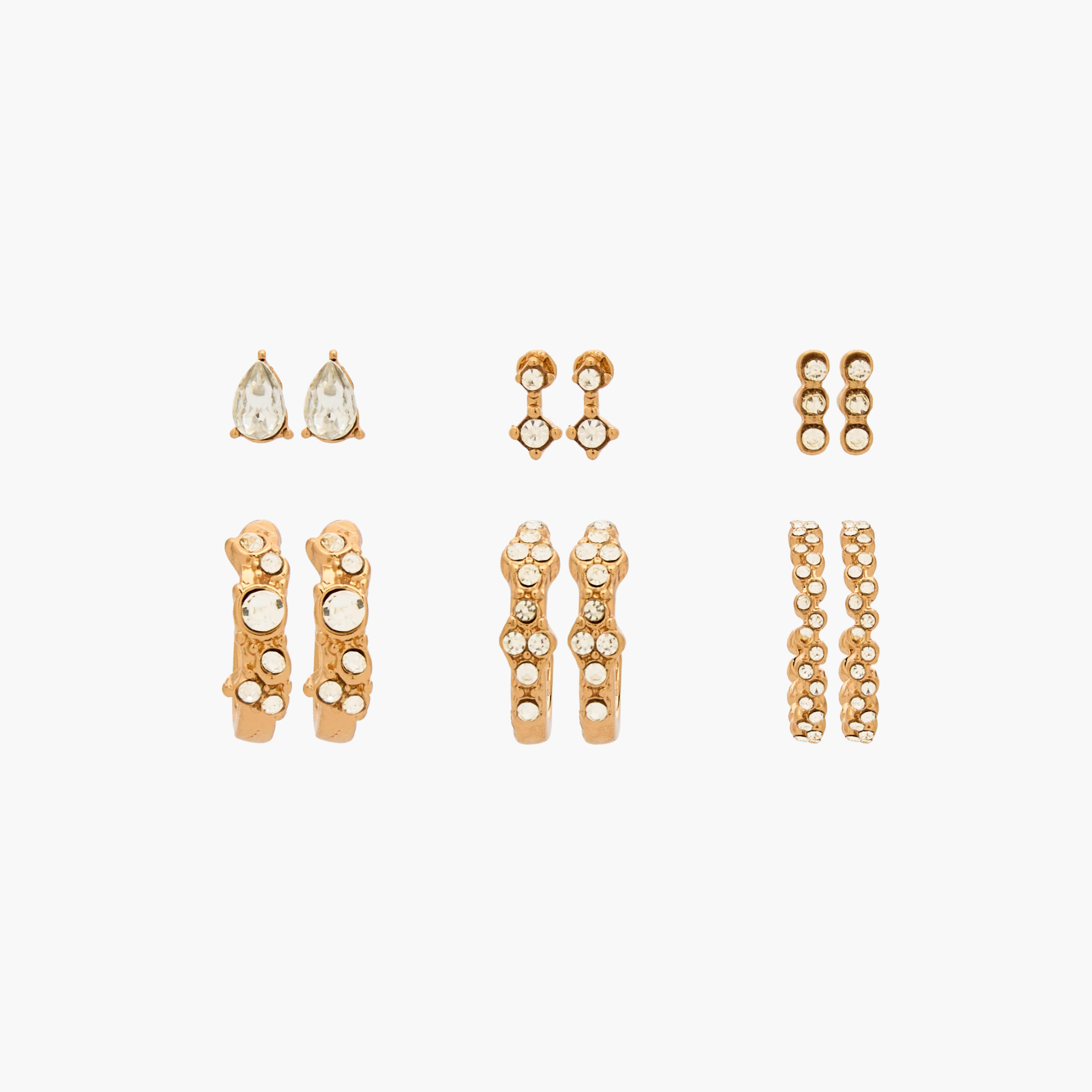 Pack of 6 Gold Tone Earrings with Pushback Closure-women-watchesandjewellery-jewellery-earrings-image-1