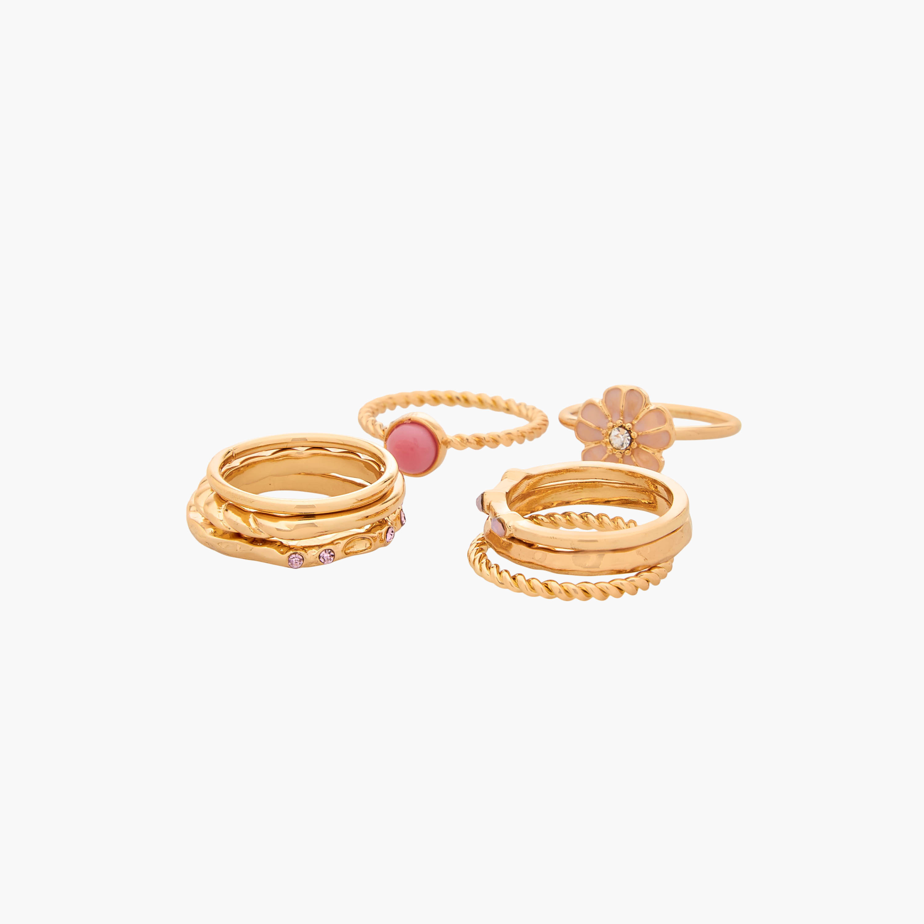 خواتم ذهبية اللون بتصاميم متنوعة - طقم من 8 قطع-women-watchesandjewellery-jewellery-rings-image-4