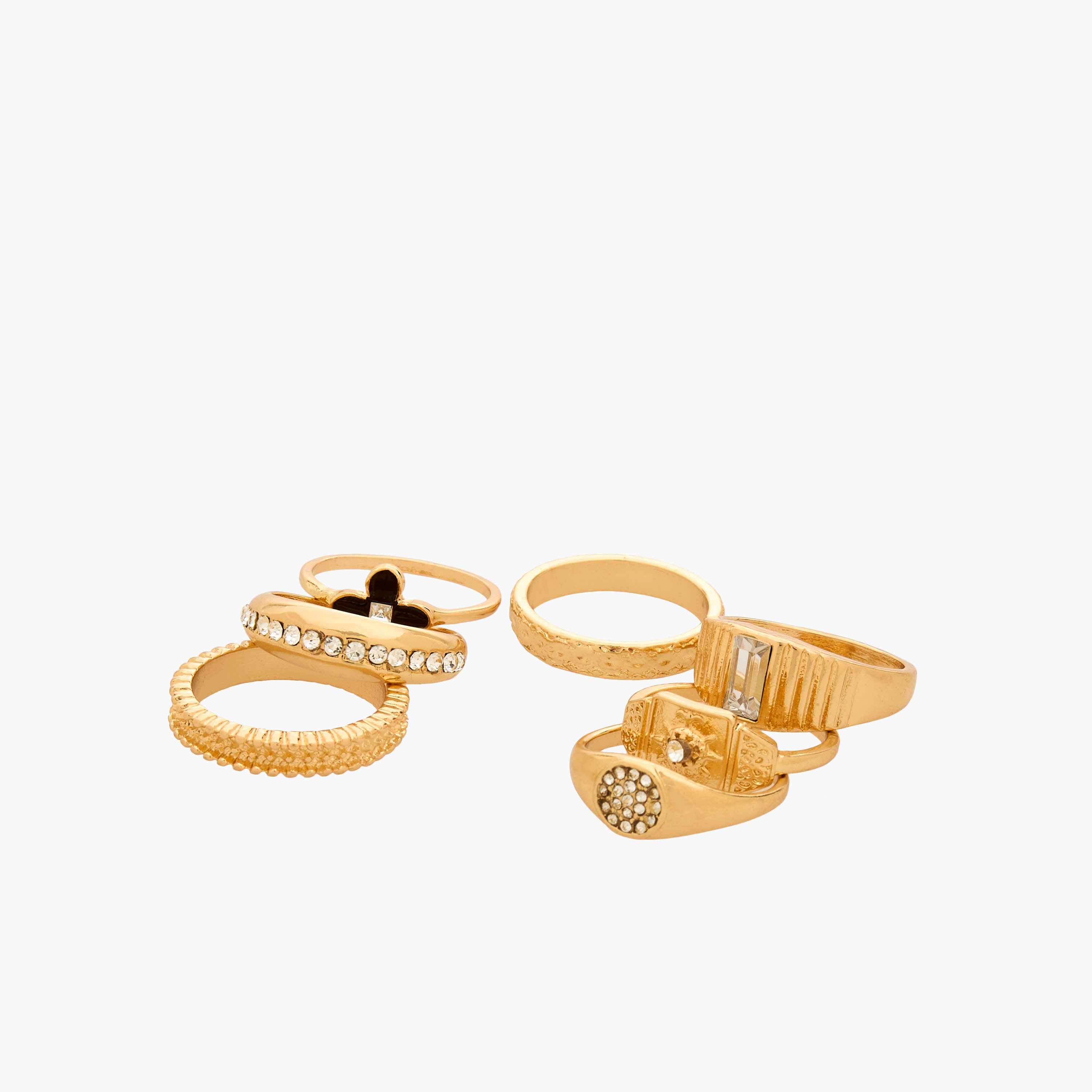 طقم خواتم ذهبية قابلة للتكديس 11 قطعة بتصاميم متنوعة-women-watchesandjewellery-jewellery-rings-image-2