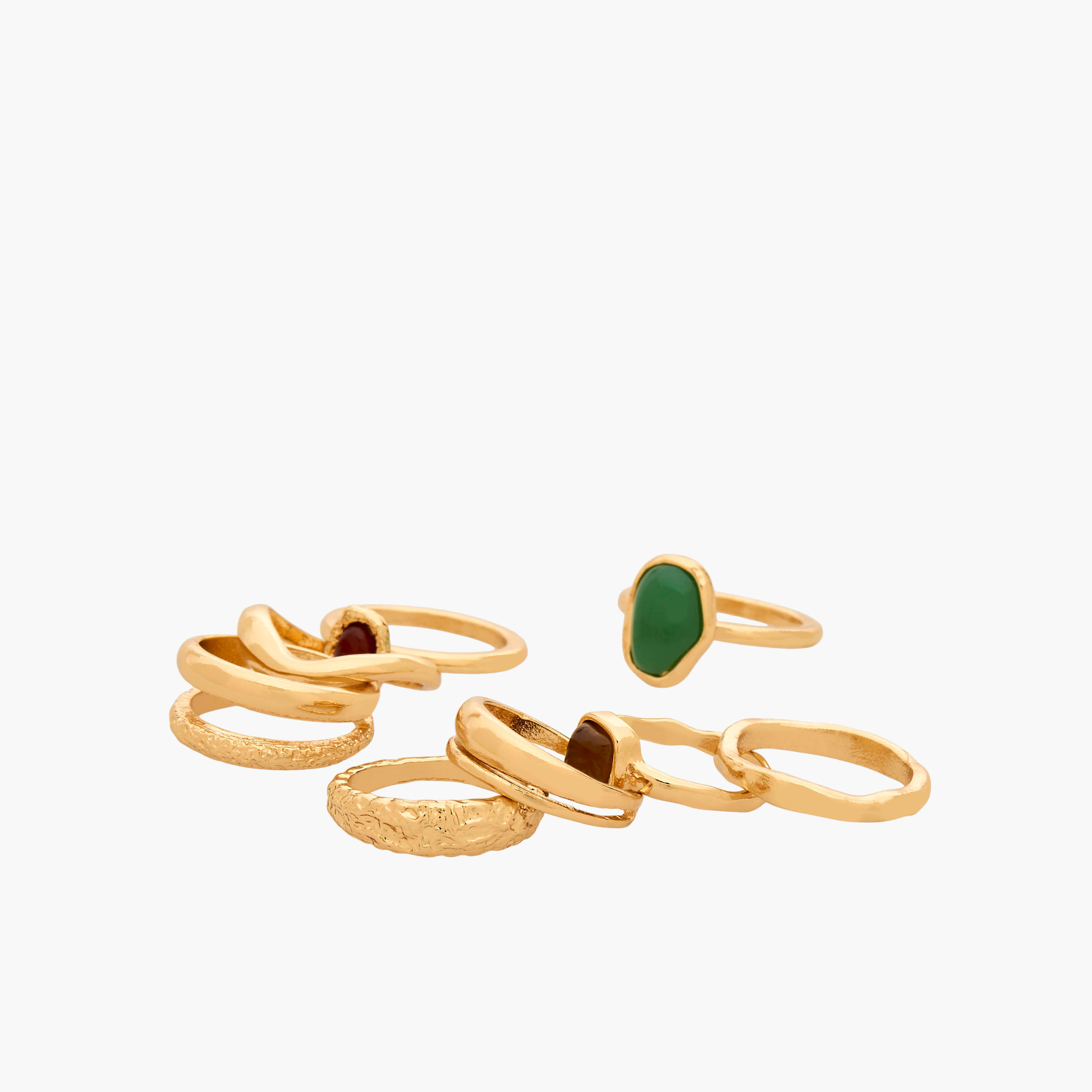 Pack of 8 Gold Tone Resin Ring with Embellished Detail-women-watchesandjewellery-jewellery-rings-image-2
