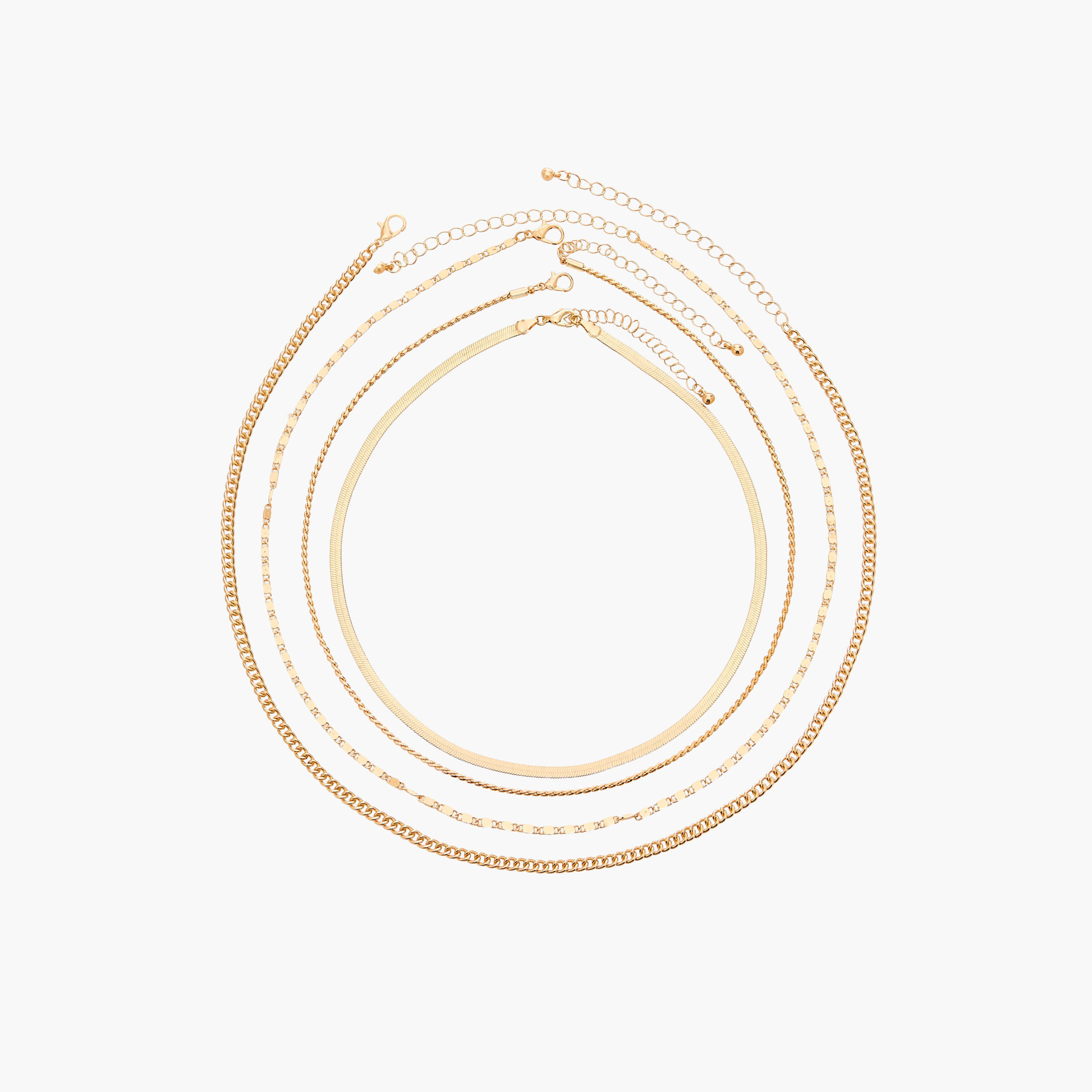 طقم عقد بسلسلة ميتالك - 4 قطع-women-watchesandjewellery-jewellery-necklacesandpendants-image-1