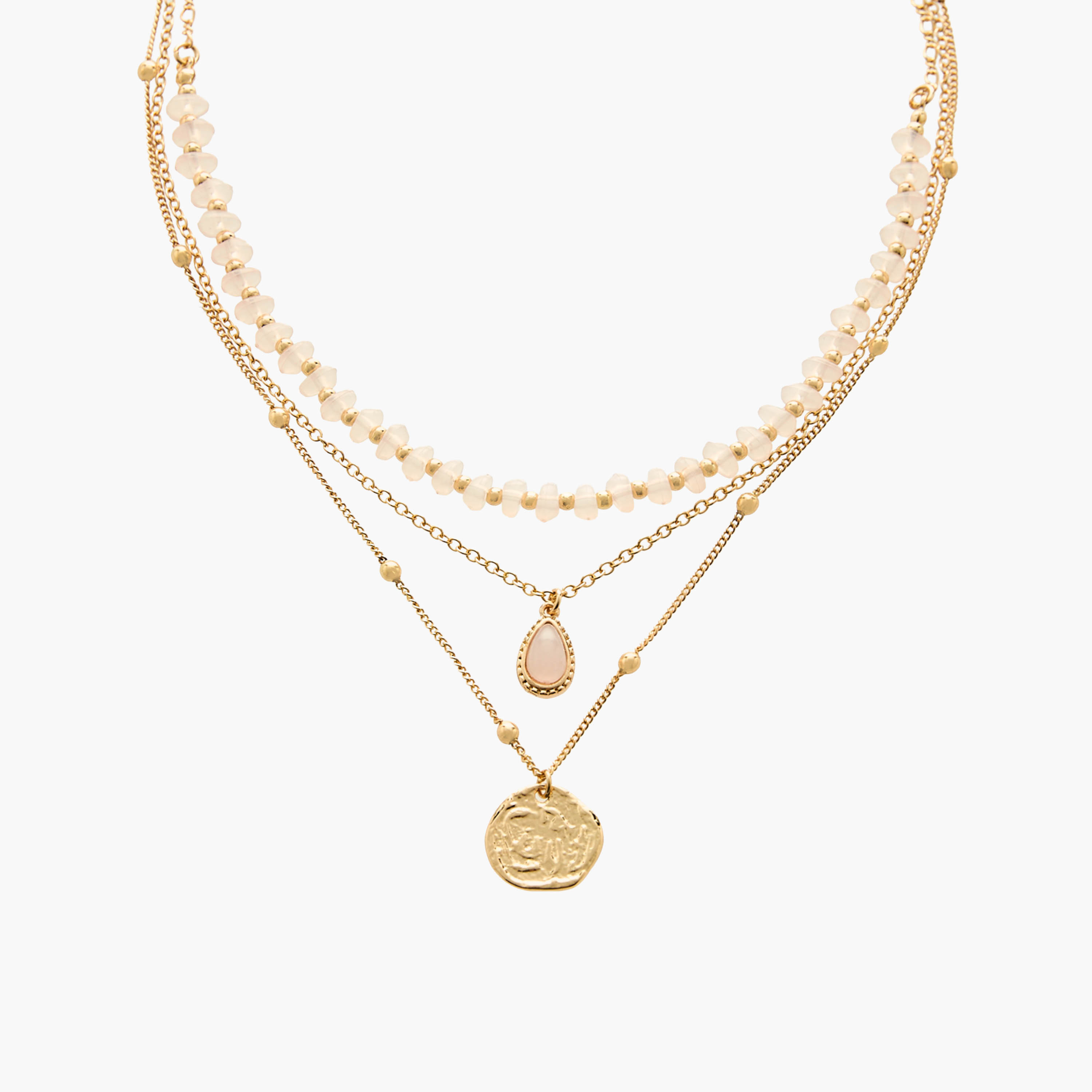 عقد متعدد الطبقات بلون ذهبي مع تعليقة عملة-women-watchesandjewellery-jewellery-necklacesandpendants-image-2