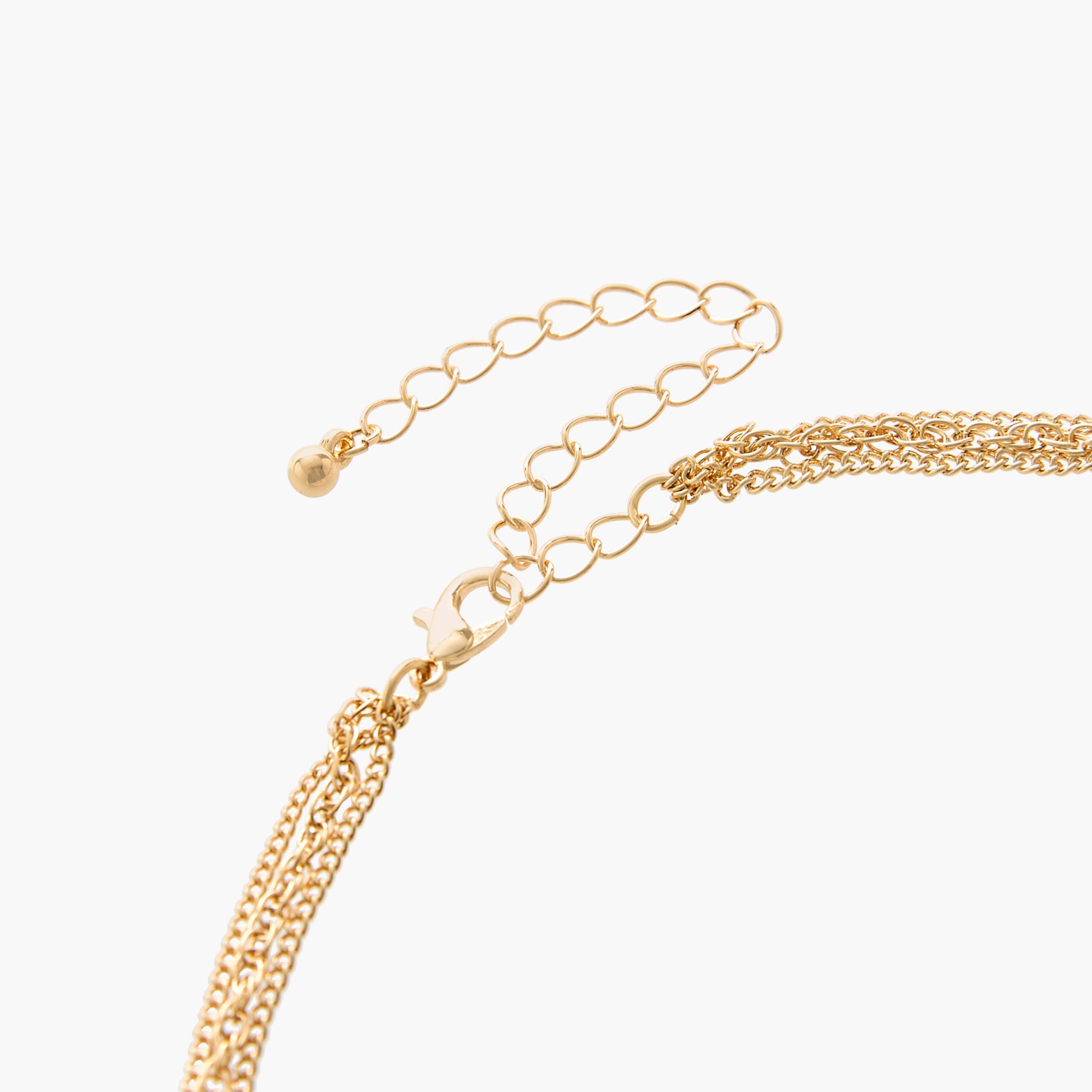 عقد متعدد الطبقات بلون ذهبي ودلاية زهرة بطلاء المينا-women-watchesandjewellery-jewellery-necklacesandpendants-image-5