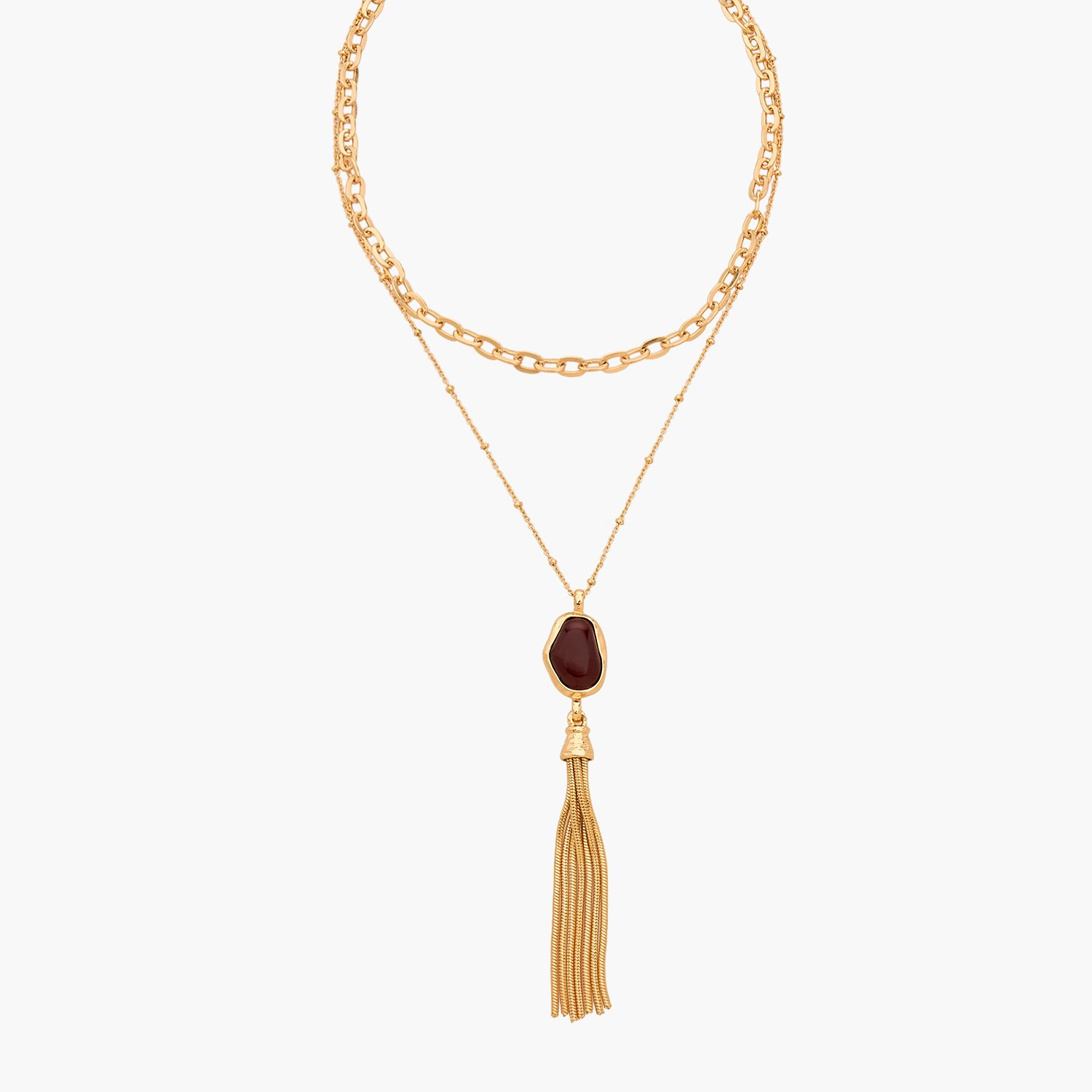 قلادة ذهبية متعددة الطبقات بدلاية شرابة-women-watchesandjewellery-jewellery-necklacesandpendants-image-1