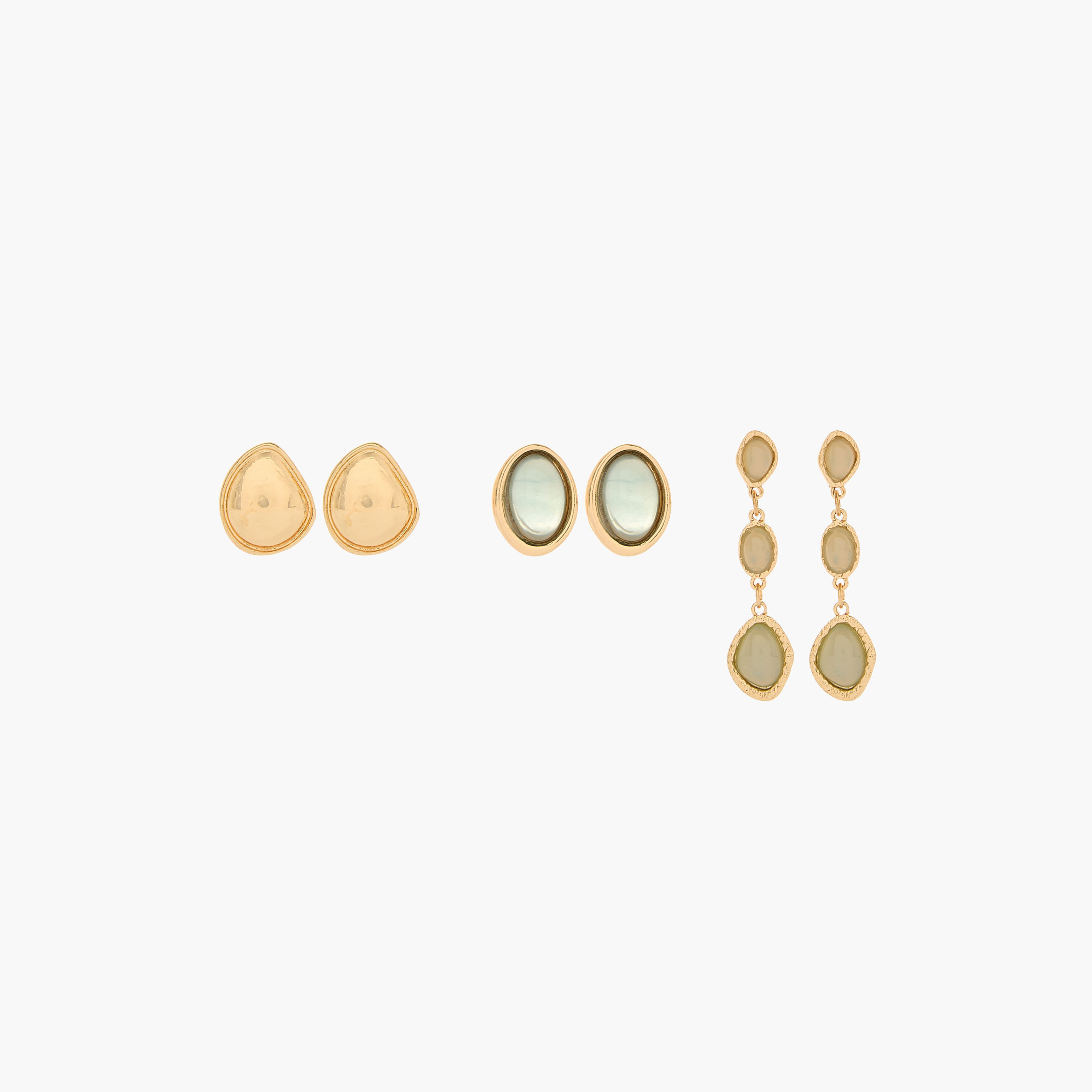 Pack of 3 Gold Tone Stone Earrings with Pushback Closure-women-watchesandjewellery-jewellery-earrings-image-1