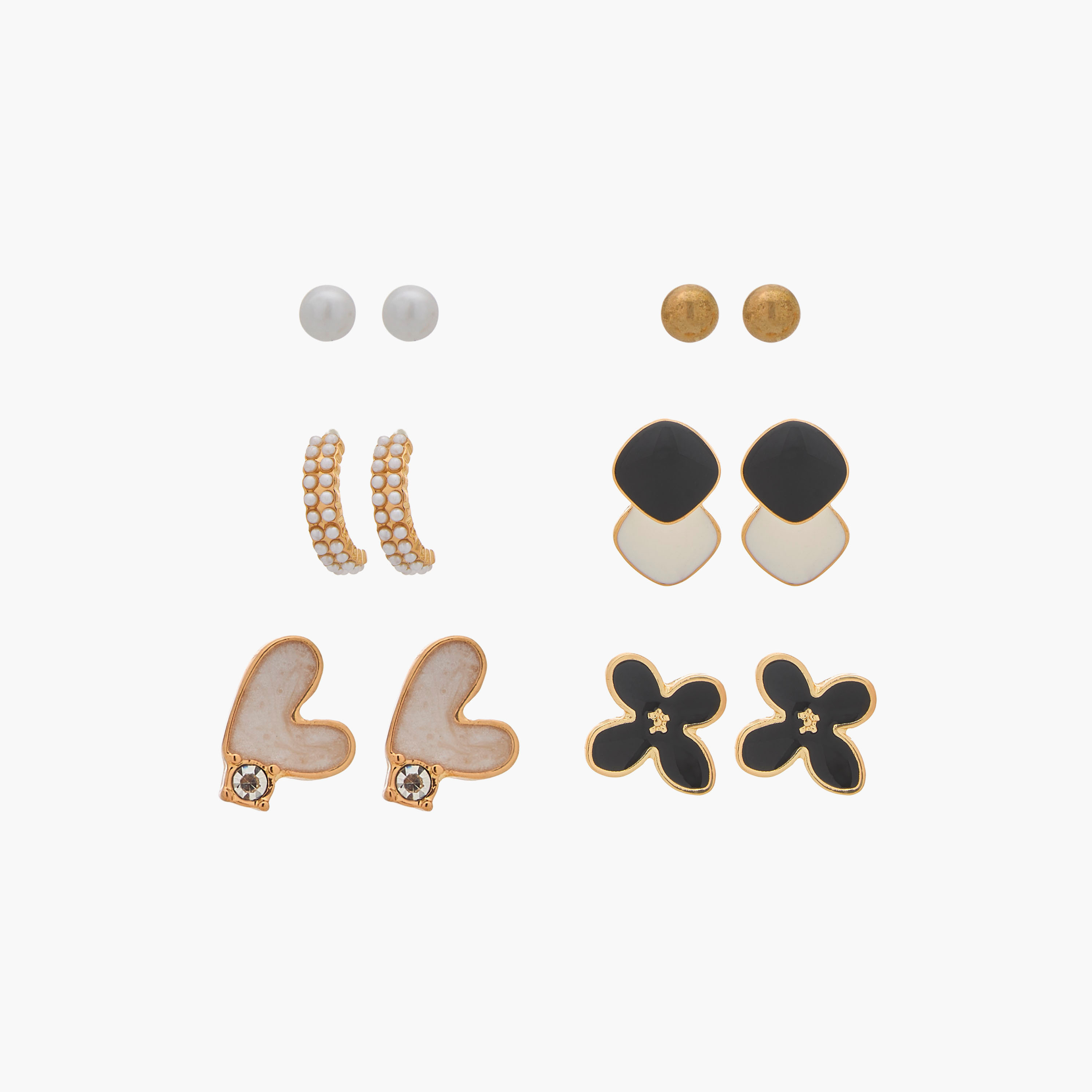 طقم حلقان متنوعة بلون ذهبي بمكبس إغلاق من 6 أزواج-women-watchesandjewellery-jewellery-earrings-image-1