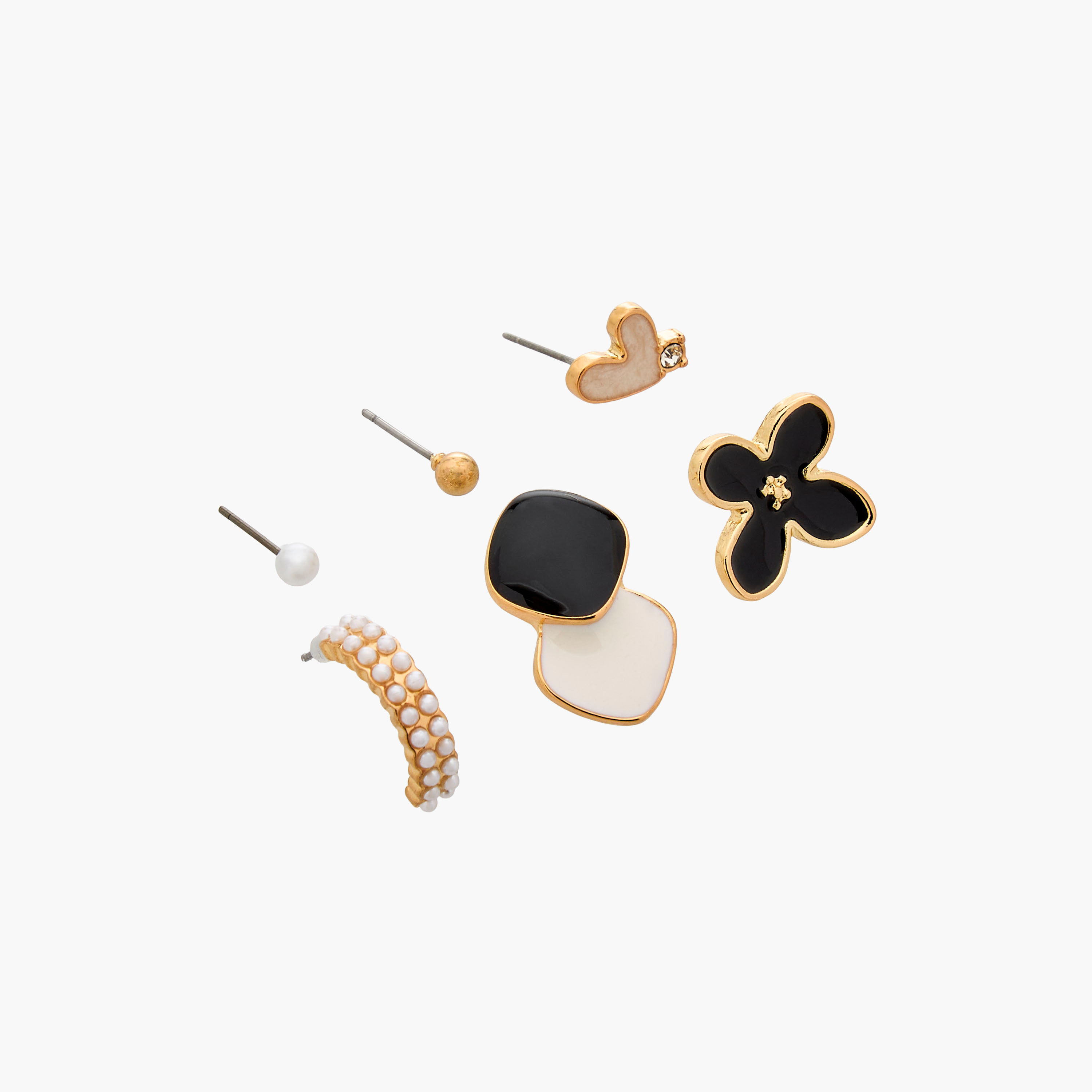 طقم حلقان متنوعة بلون ذهبي بمكبس إغلاق من 6 أزواج-women-watchesandjewellery-jewellery-earrings-image-2