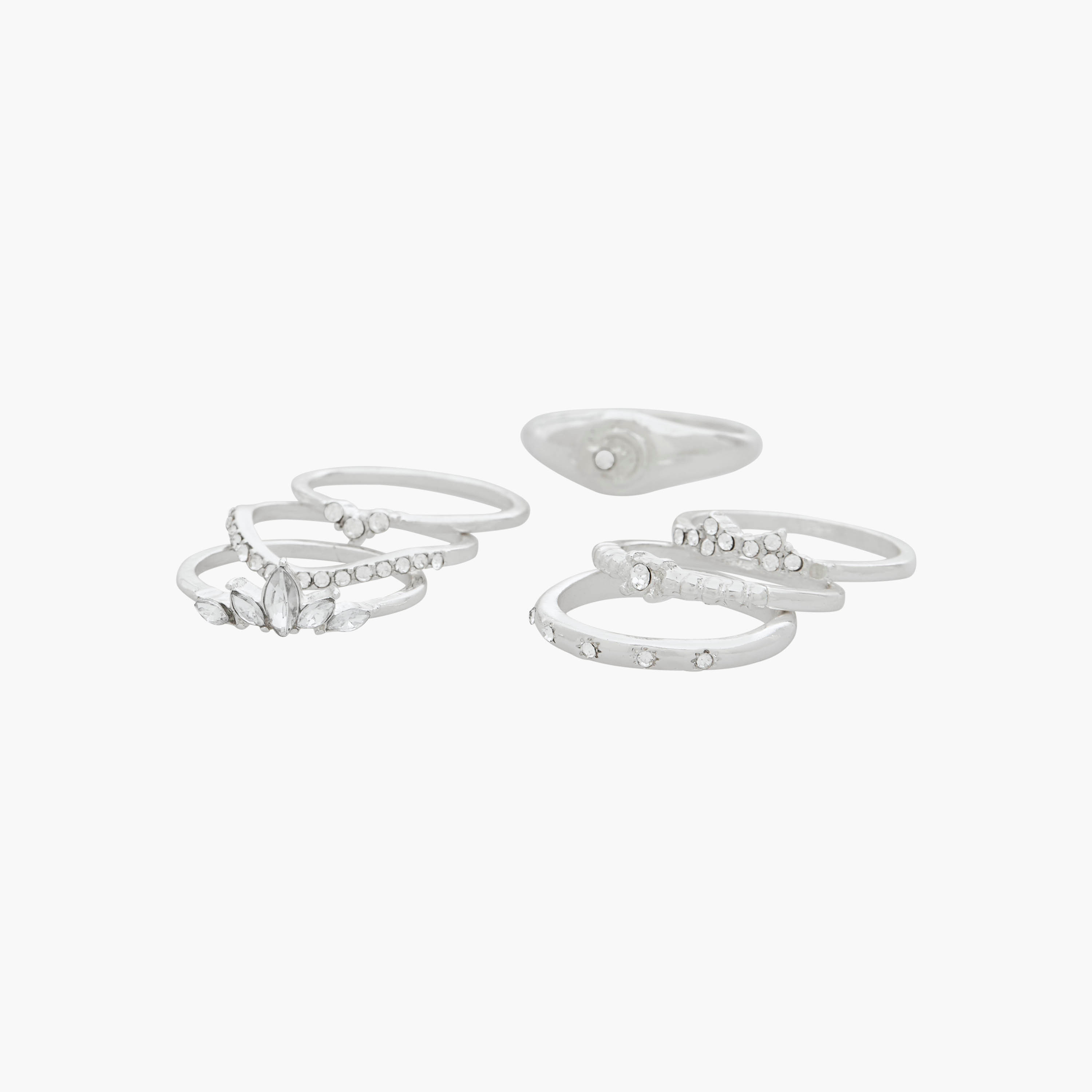 Set of 8 - Silver Tone Ring with Stone Embellishments-women-watchesandjewellery-jewellery-rings-image-2