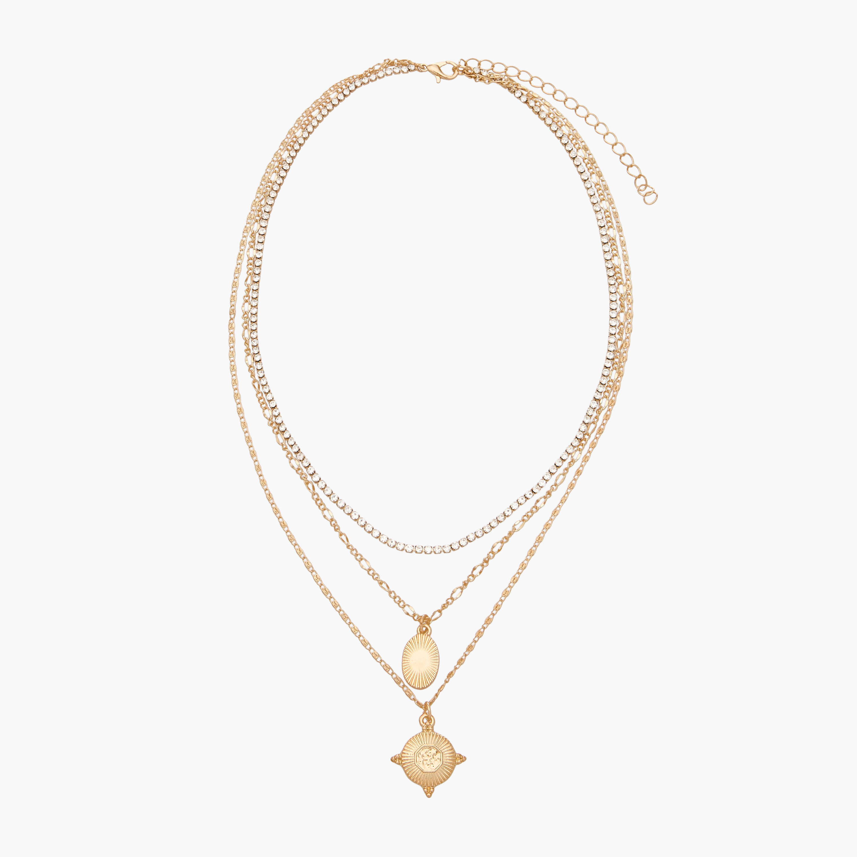 عقد ذهبي اللون بطبقات ودلايات وتزيينات-women-watchesandjewellery-jewellery-necklacesandpendants-image-2