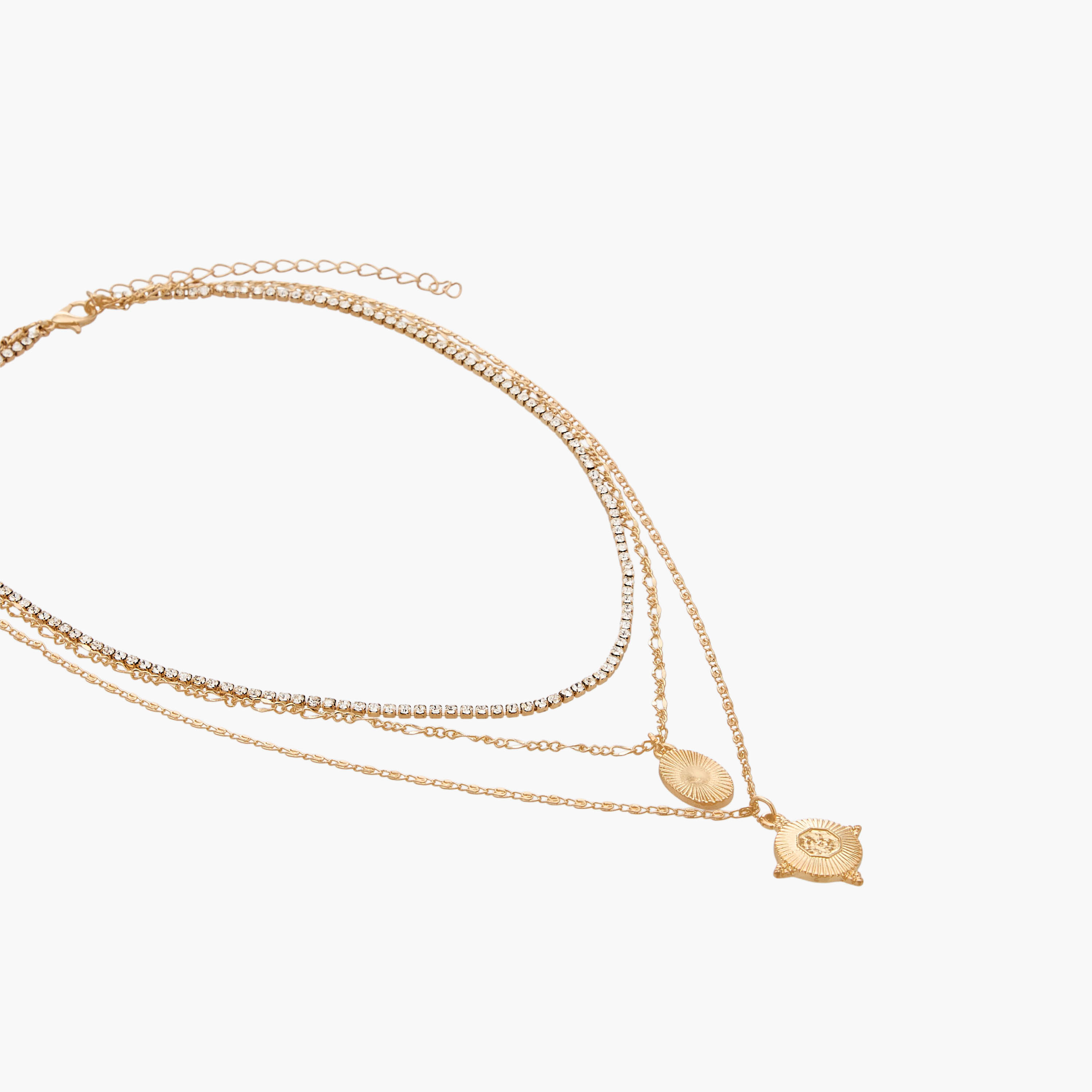 عقد ذهبي اللون بطبقات ودلايات وتزيينات-women-watchesandjewellery-jewellery-necklacesandpendants-image-3