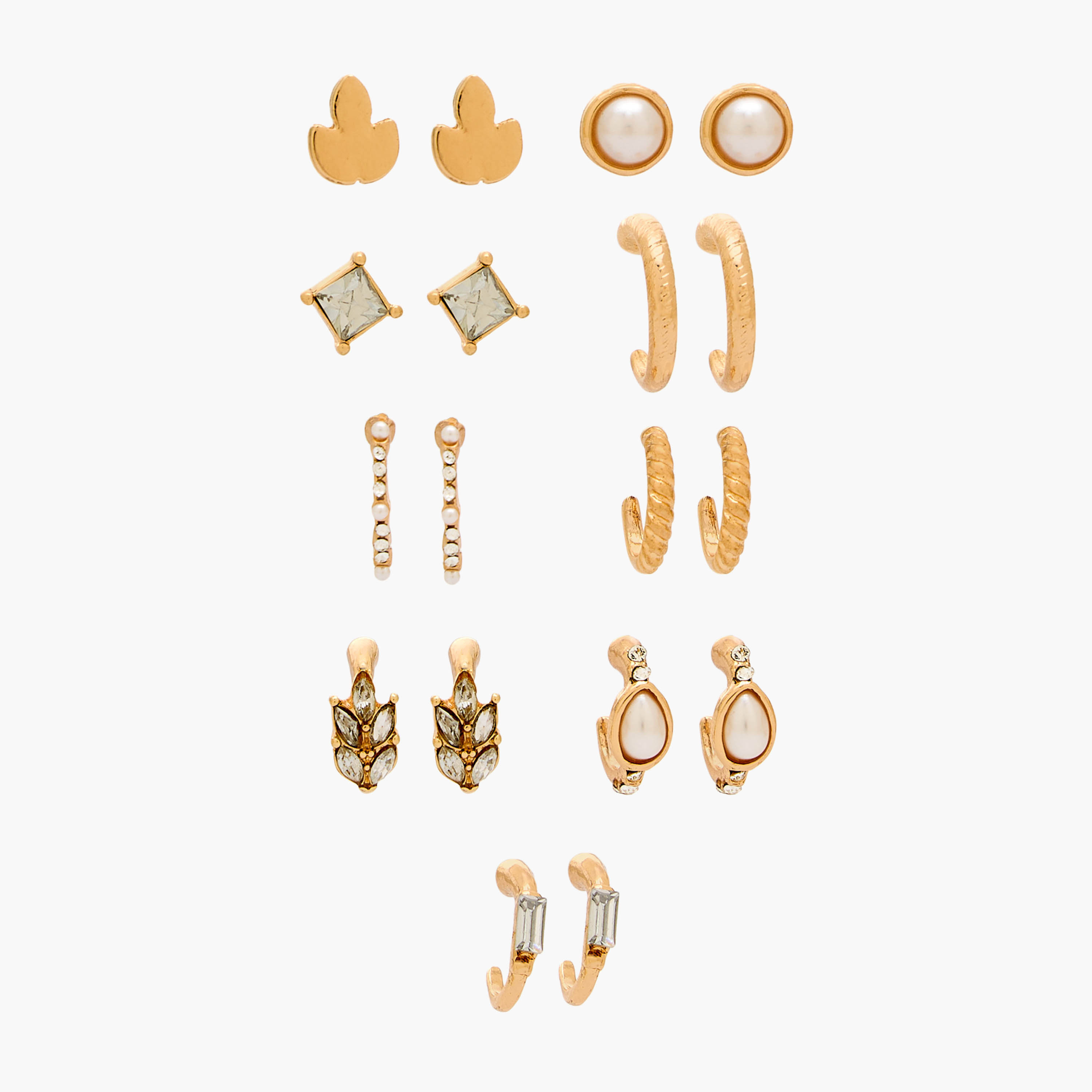 Gloo Pack of 9 Metallic Earrings with Pushback Closure-women-watchesandjewellery-jewellery-earrings-image-1