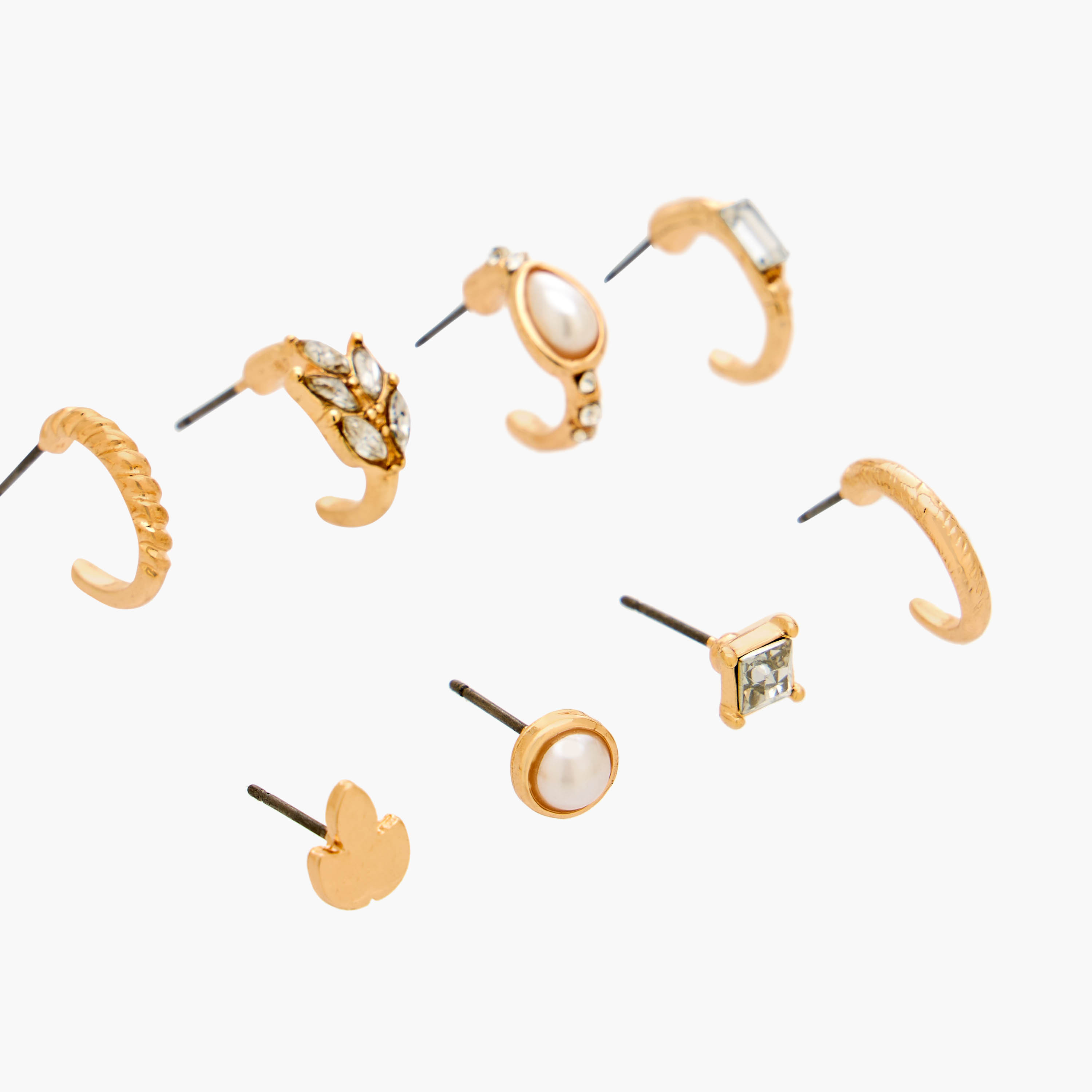 Gloo Pack of 9 Metallic Earrings with Pushback Closure-women-watchesandjewellery-jewellery-earrings-image-3