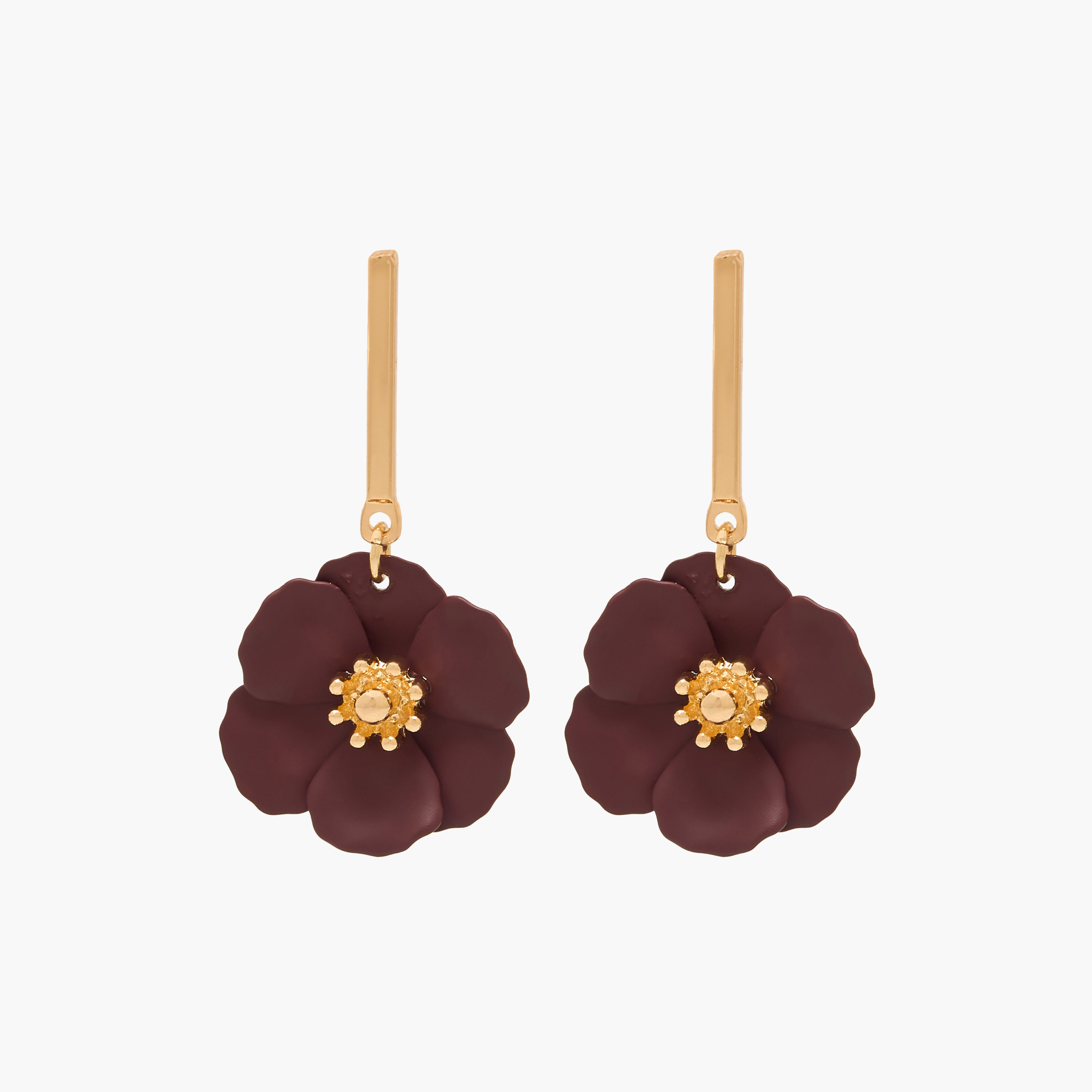 حلق ميتاليك متدلي بتصميم زهرة ومكبس إغلاق خلفي من جلو-women-watchesandjewellery-jewellery-earrings-image-1