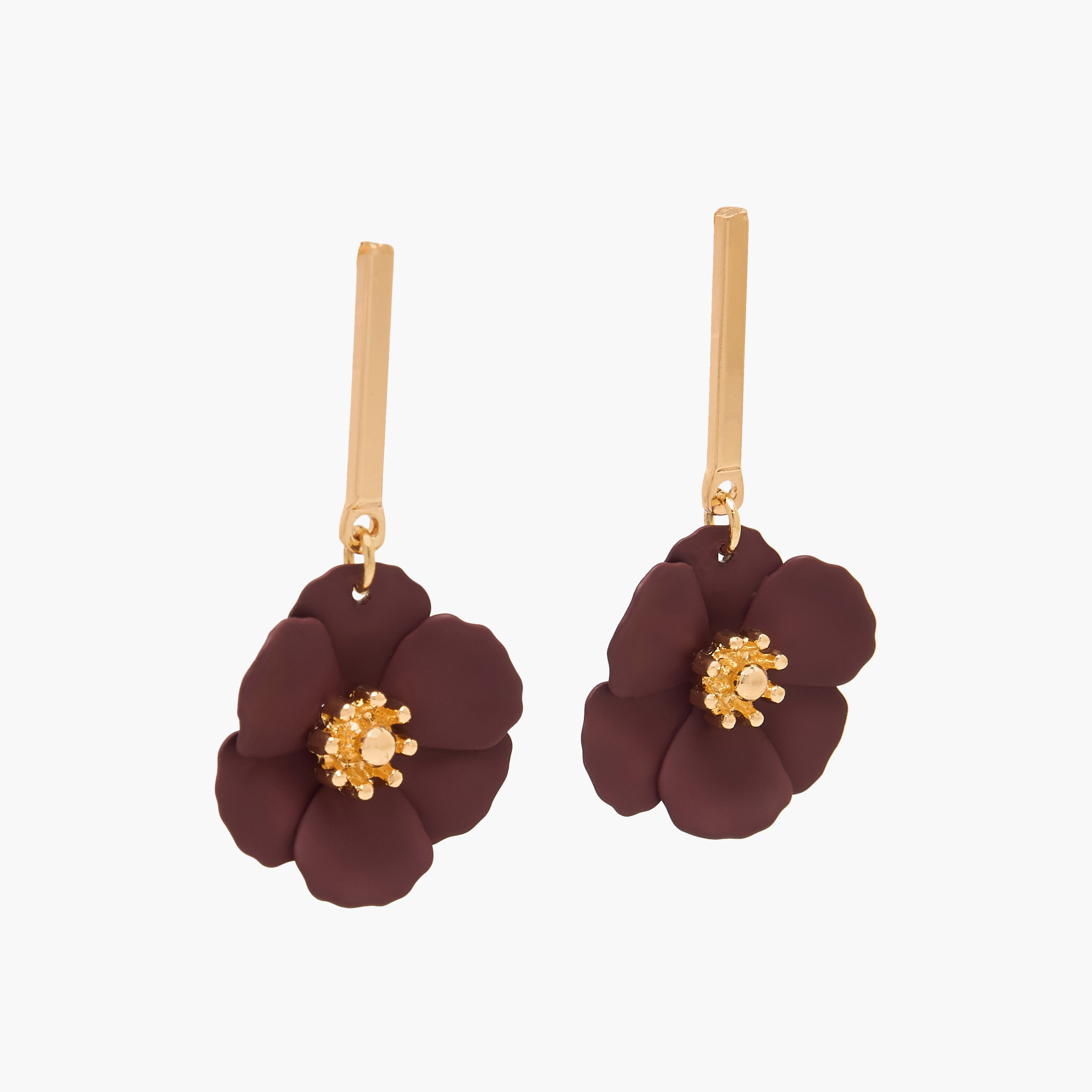 حلق ميتاليك متدلي بتصميم زهرة ومكبس إغلاق خلفي من جلو-women-watchesandjewellery-jewellery-earrings-image-3