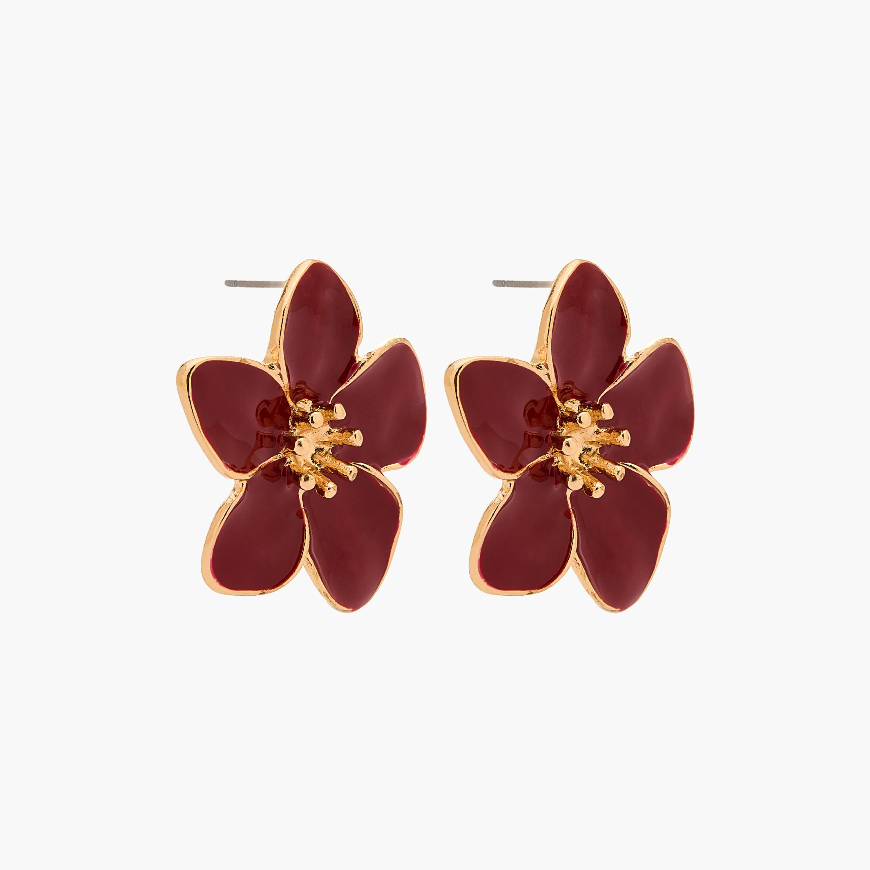 حلقان دبوس بلون ذهبي وتصميم أزهار ومكبس إغلاق خلفي من جلو-women-watchesandjewellery-jewellery-earrings-image-2